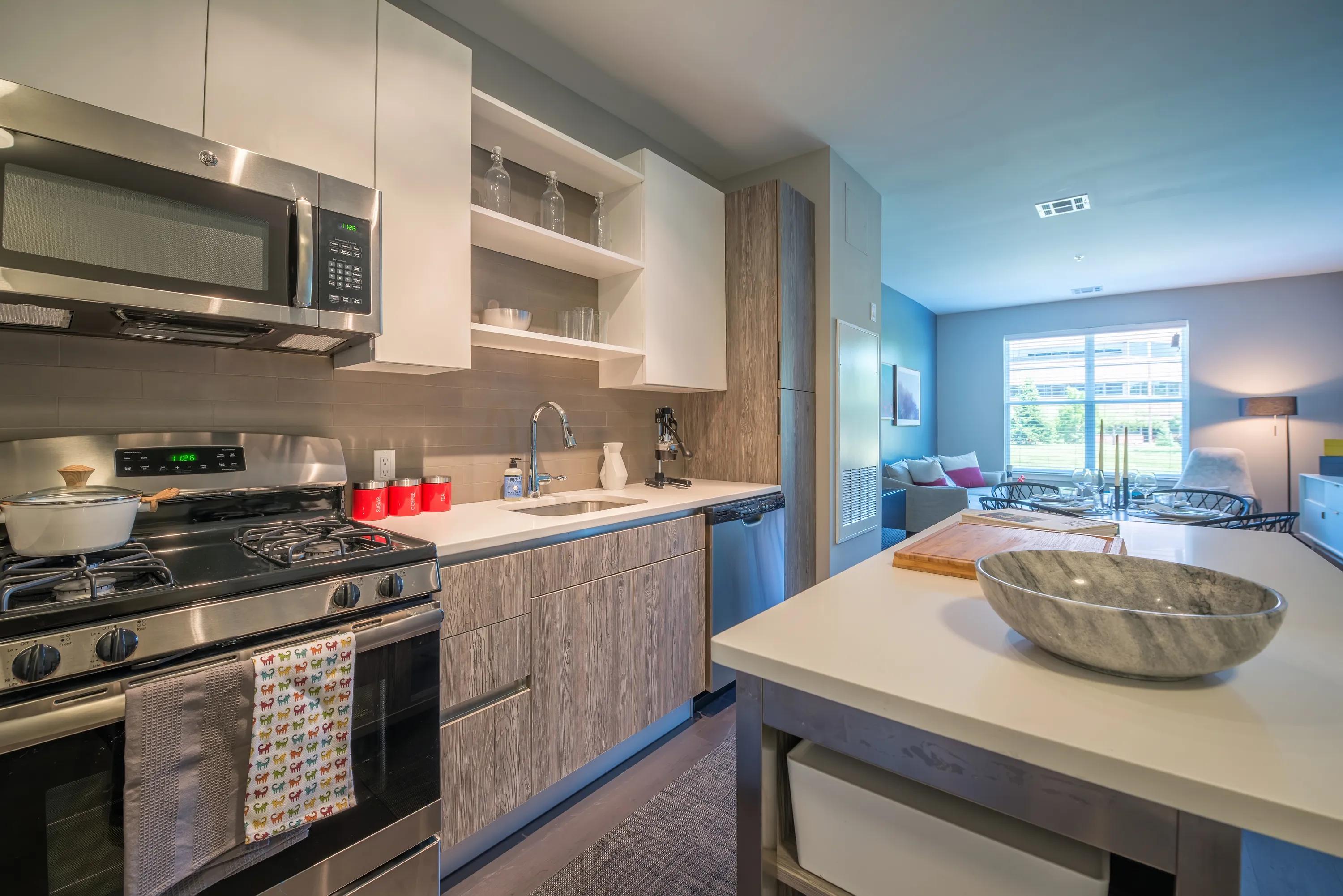 kitchen island at modera medford
