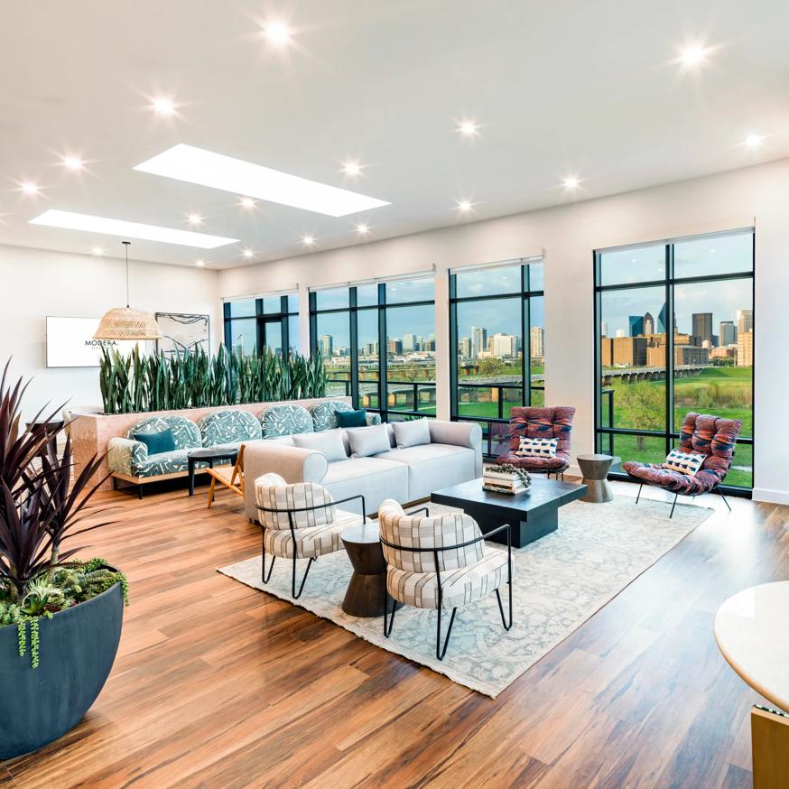 interior clubroom of Modera Trinity rooftop modera trinity apartment homes for rent in dallas tx