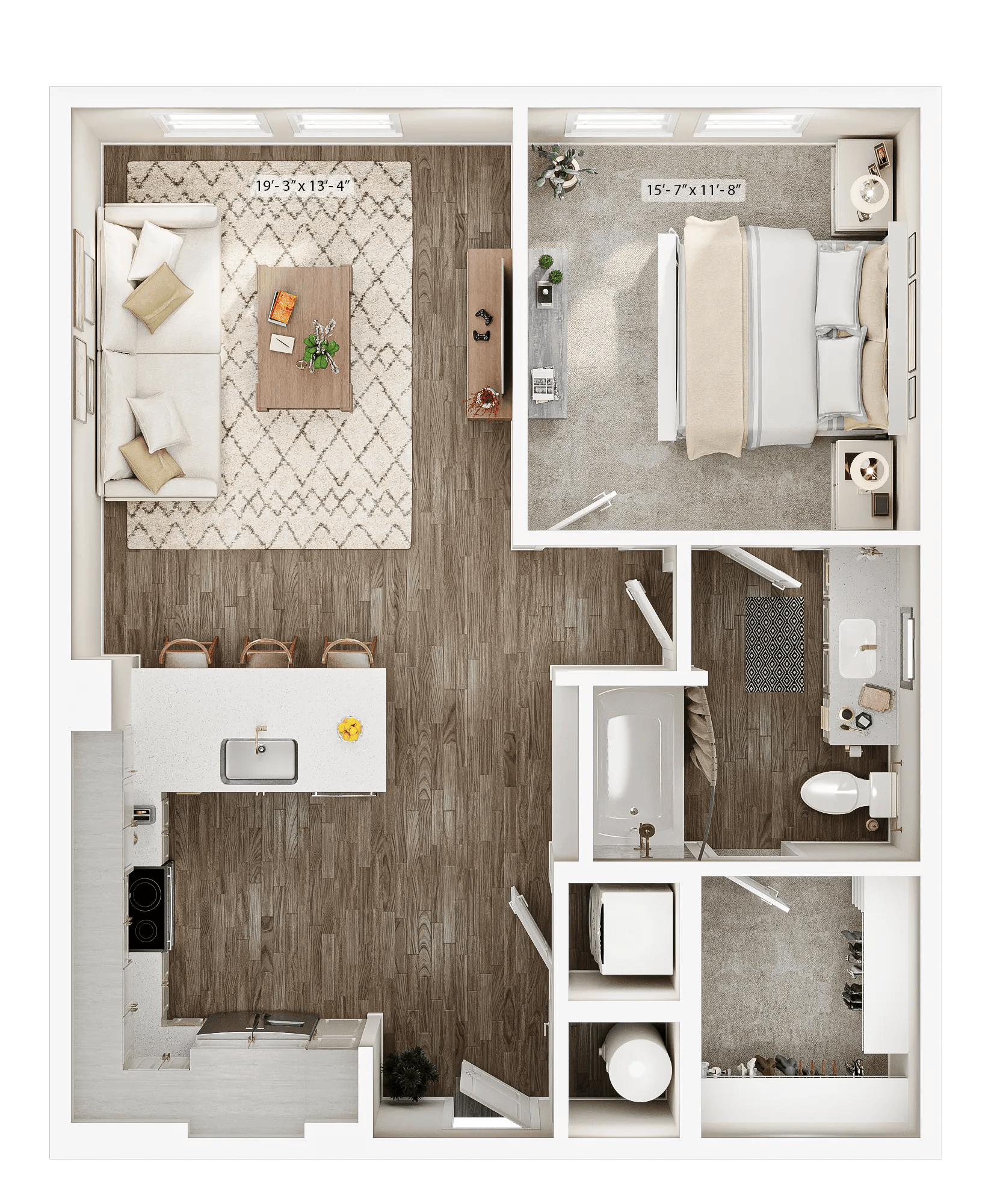 829 square foot one bedroom one bath apartment floor plan image