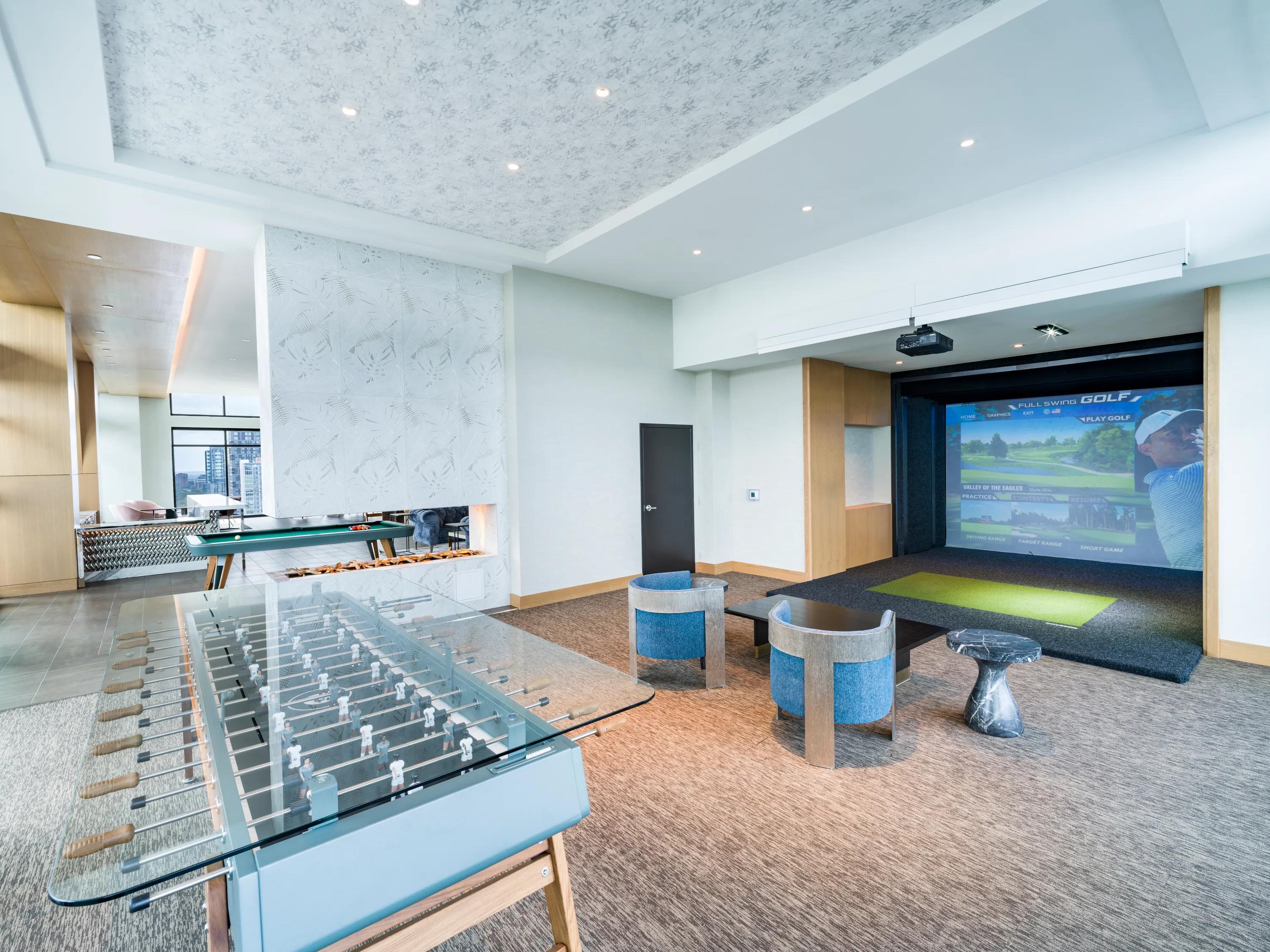 game room and simulator modera parkside apartment homes for rent in atlanta ga