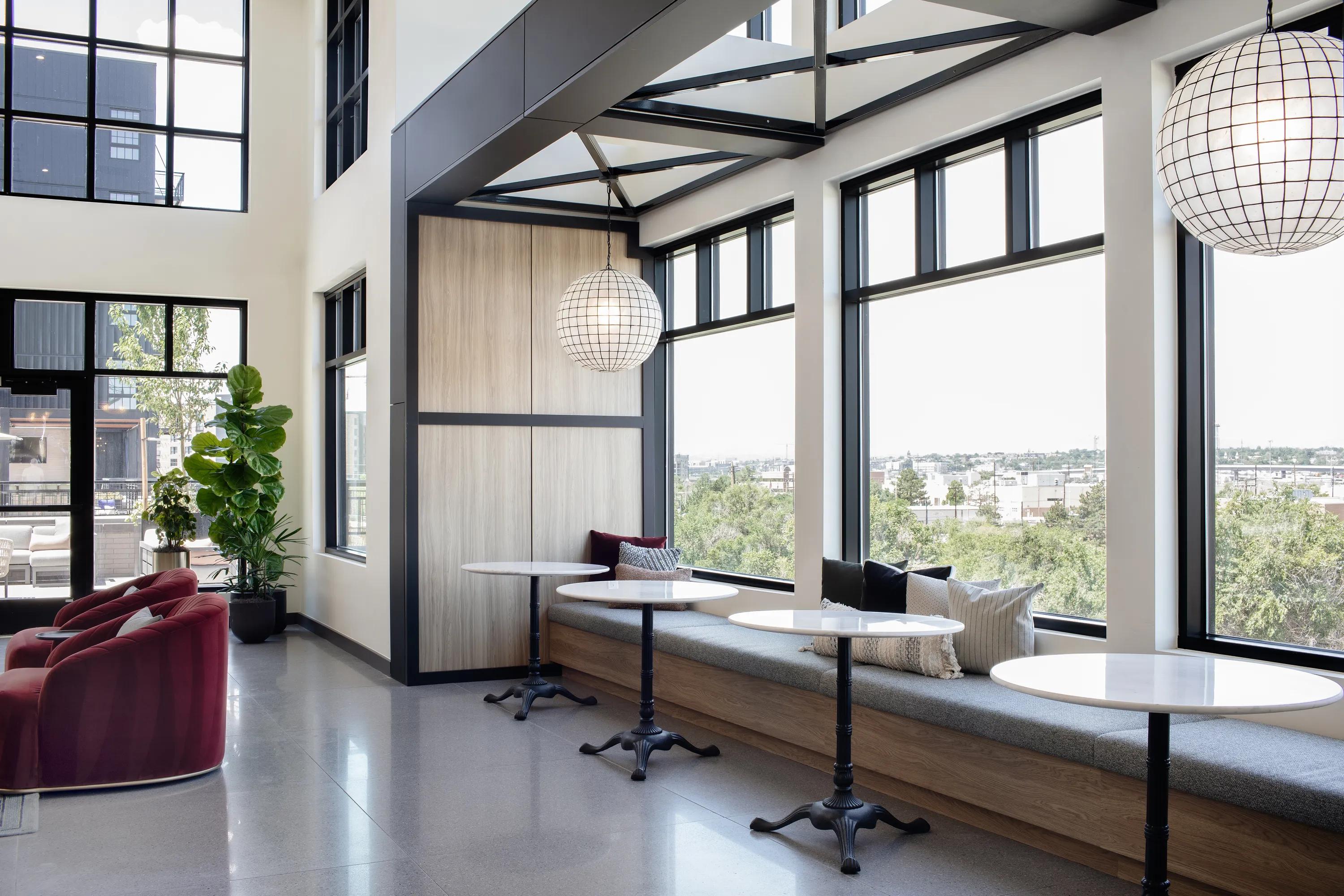 community room overlooking denver modera art park apartment homes for rent in denver colorado