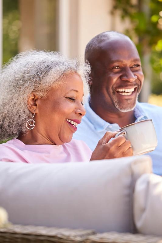 older couple enjoying a cup of coffee