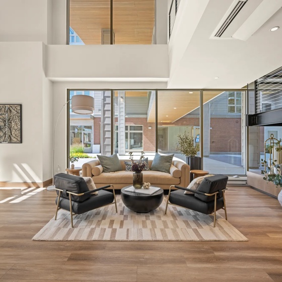 seating area lobby modera newton apartment homes for rent in ma