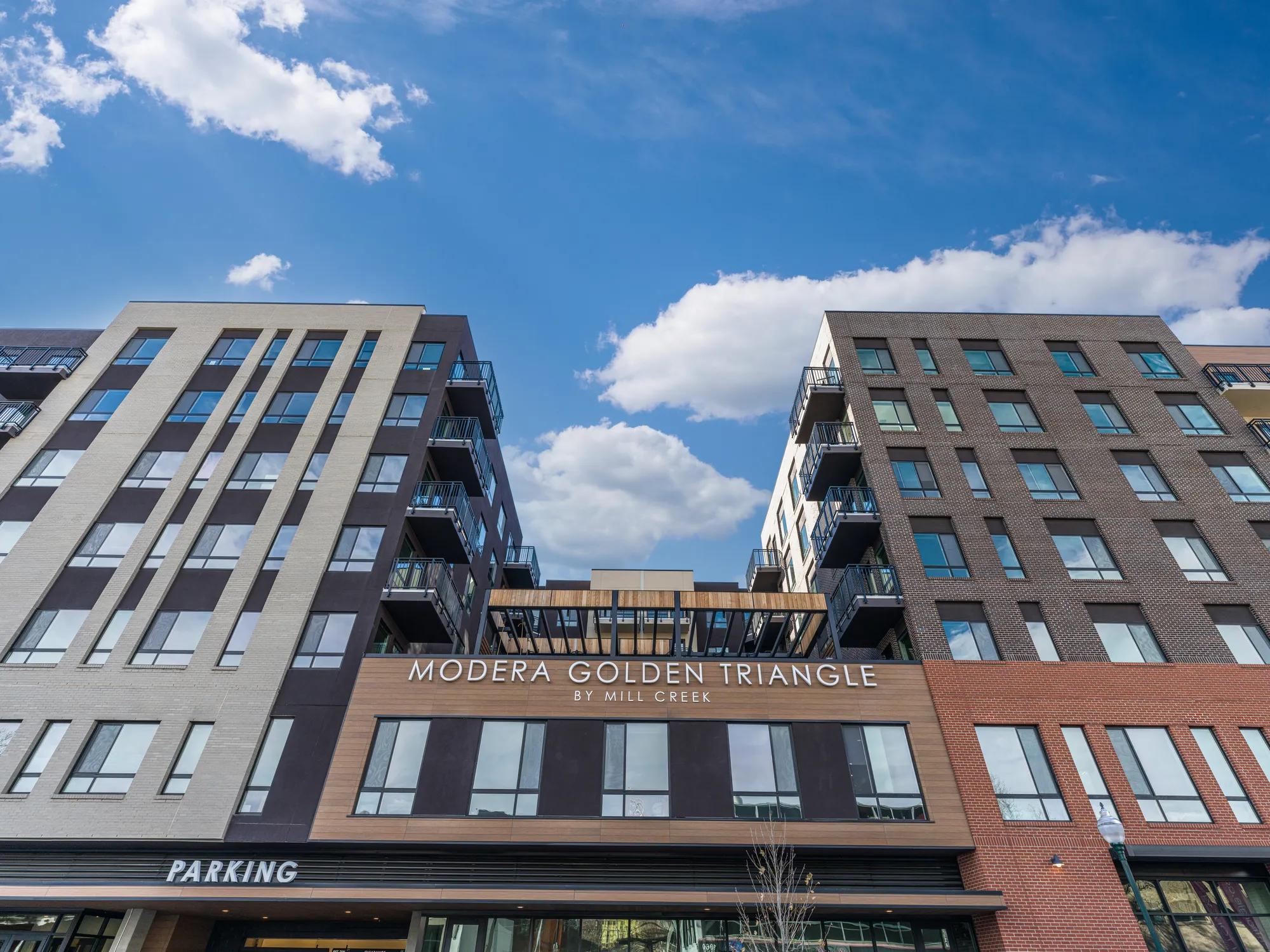 sidewalk view exterior modera golden triangle apartment homes for rent in denver co