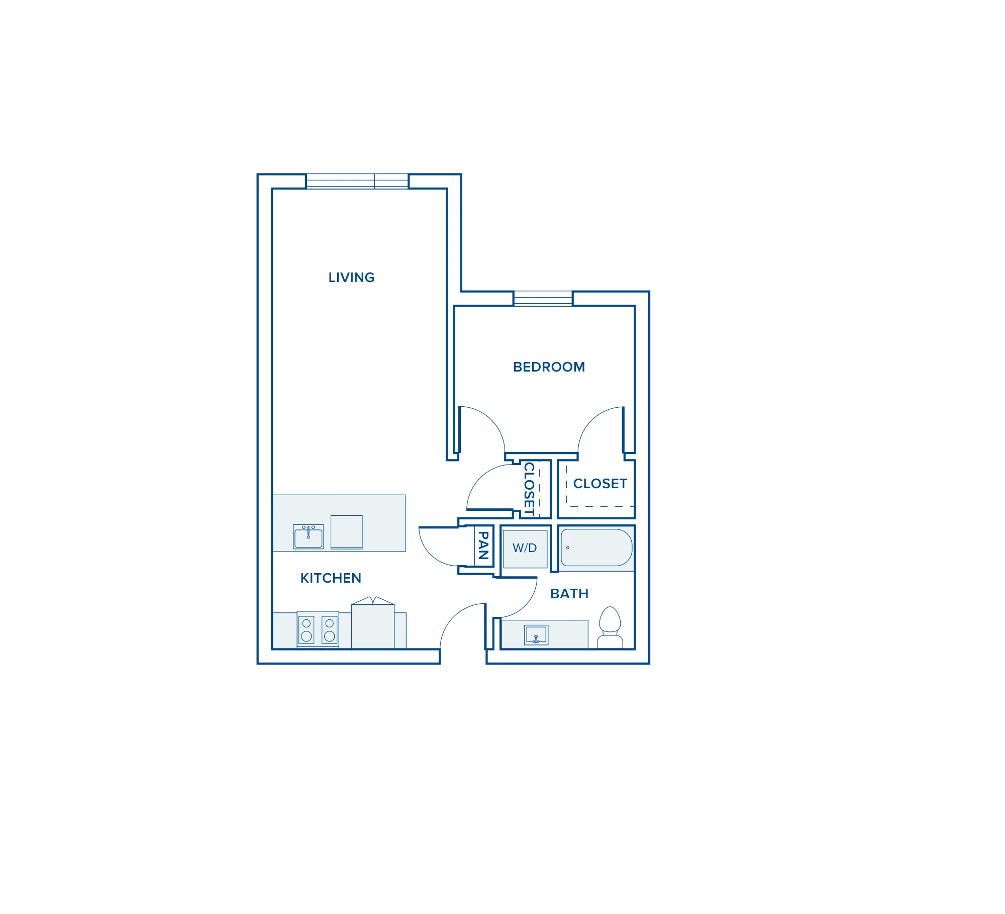 789 square foot one bed one bath floor plan in Shoreline, WA