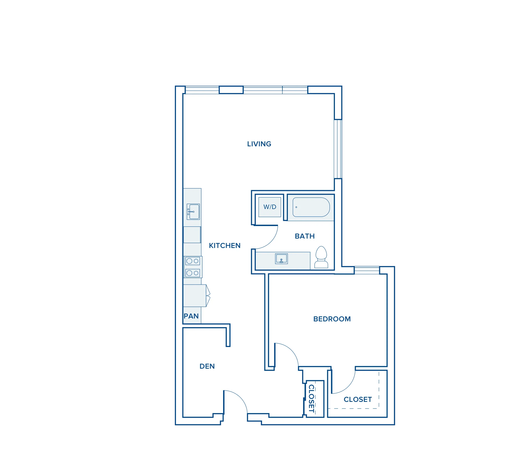 815 square foot one bed one bath floor plan in Shoreline, WA