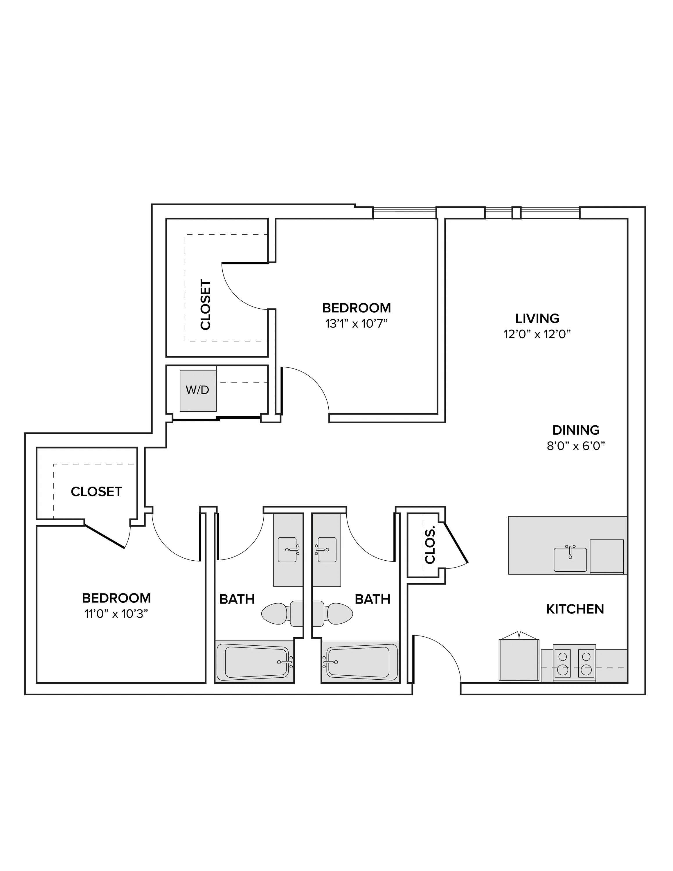 1037 square foot one bedroom two bath with den apartment floor plan image