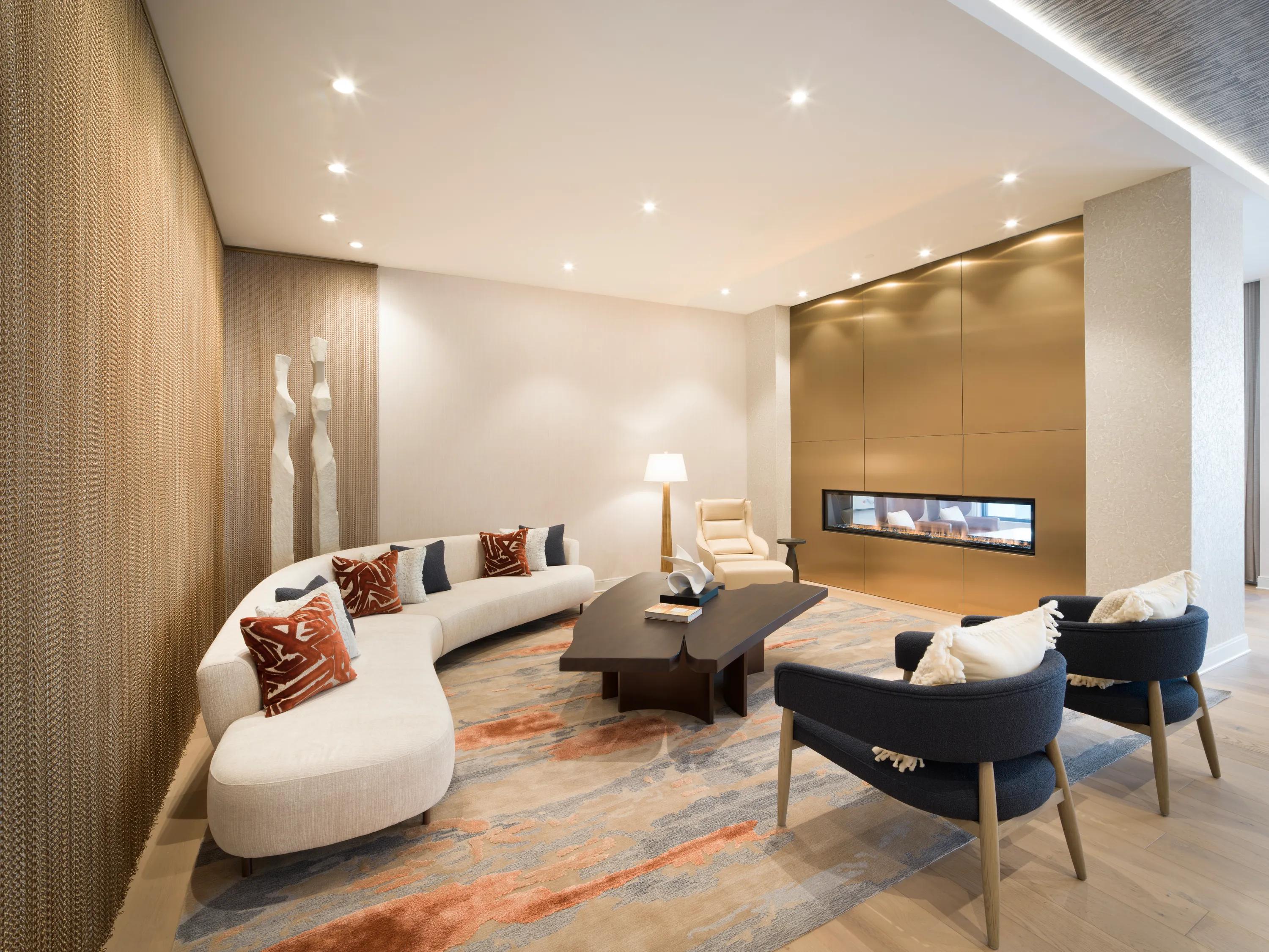 comfortable lounge and fireplace modera liberty row charlotte nc apartments