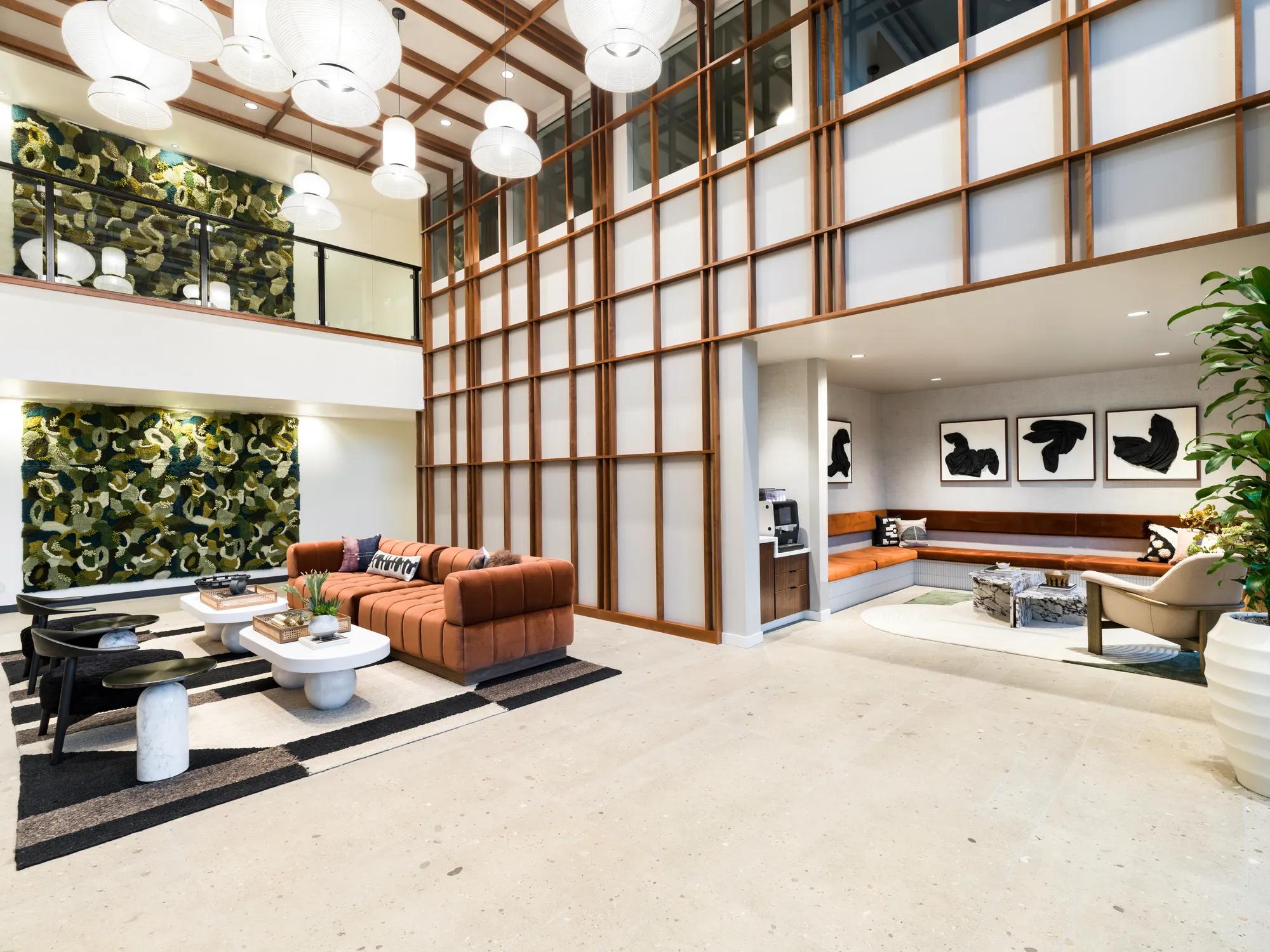 coffee bar in hotel-inspired lobby at modera raleigh hills apartment homes for rent in beaverton or
