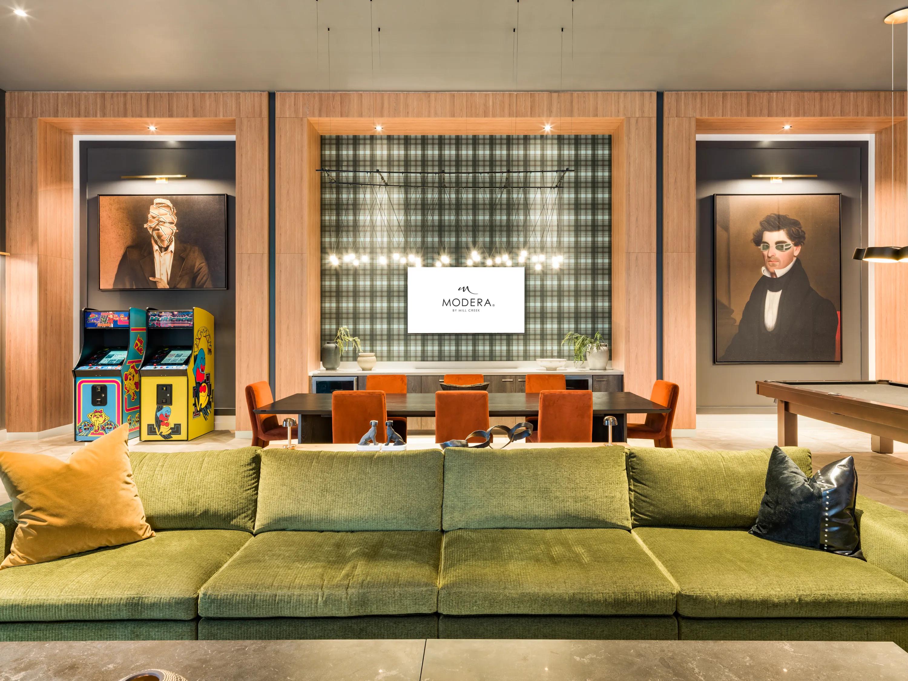media room and billiards table modera aventura apartments in miami fl