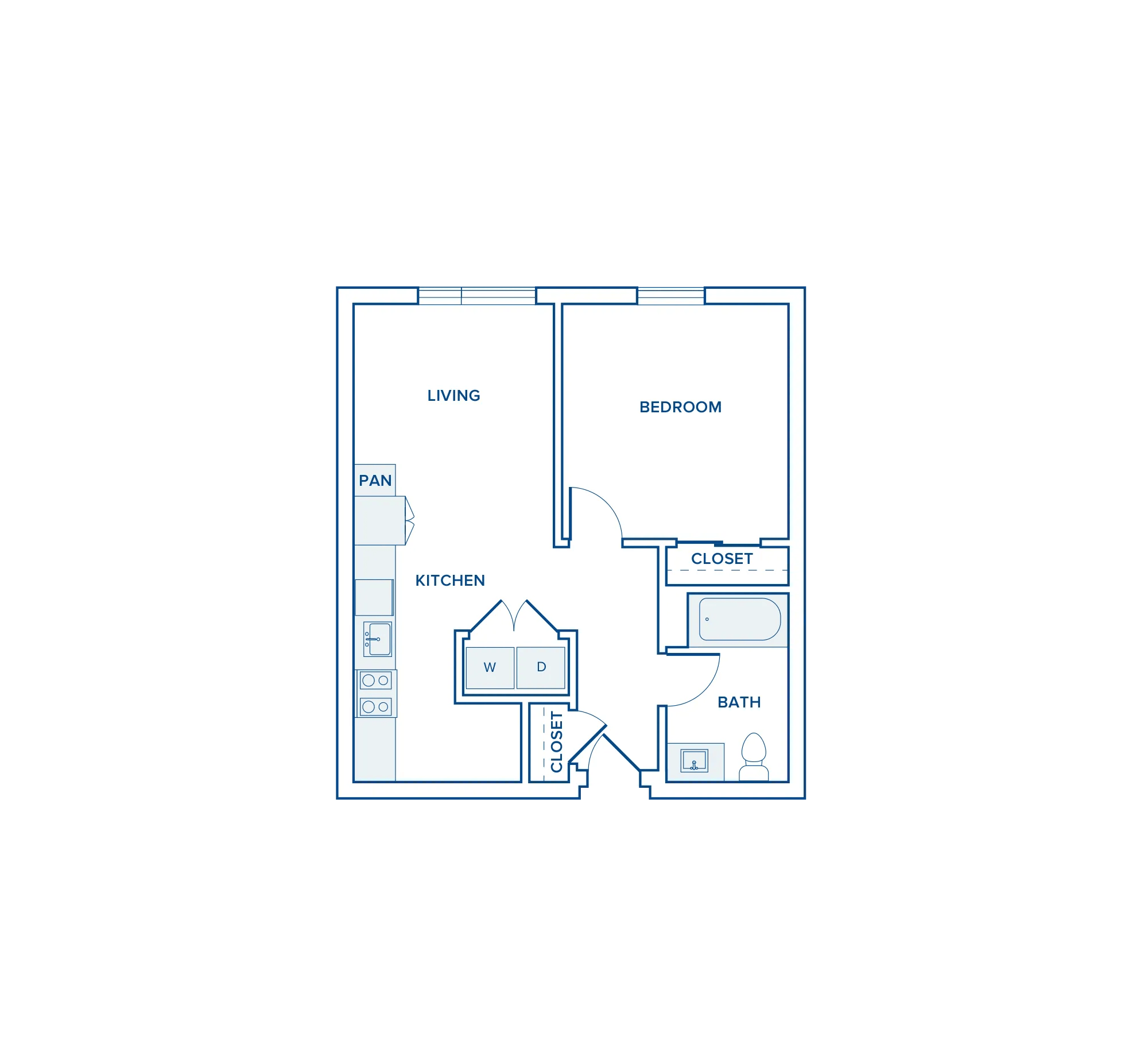 760 square foot one bed one bath floor plan in Shoreline, WA