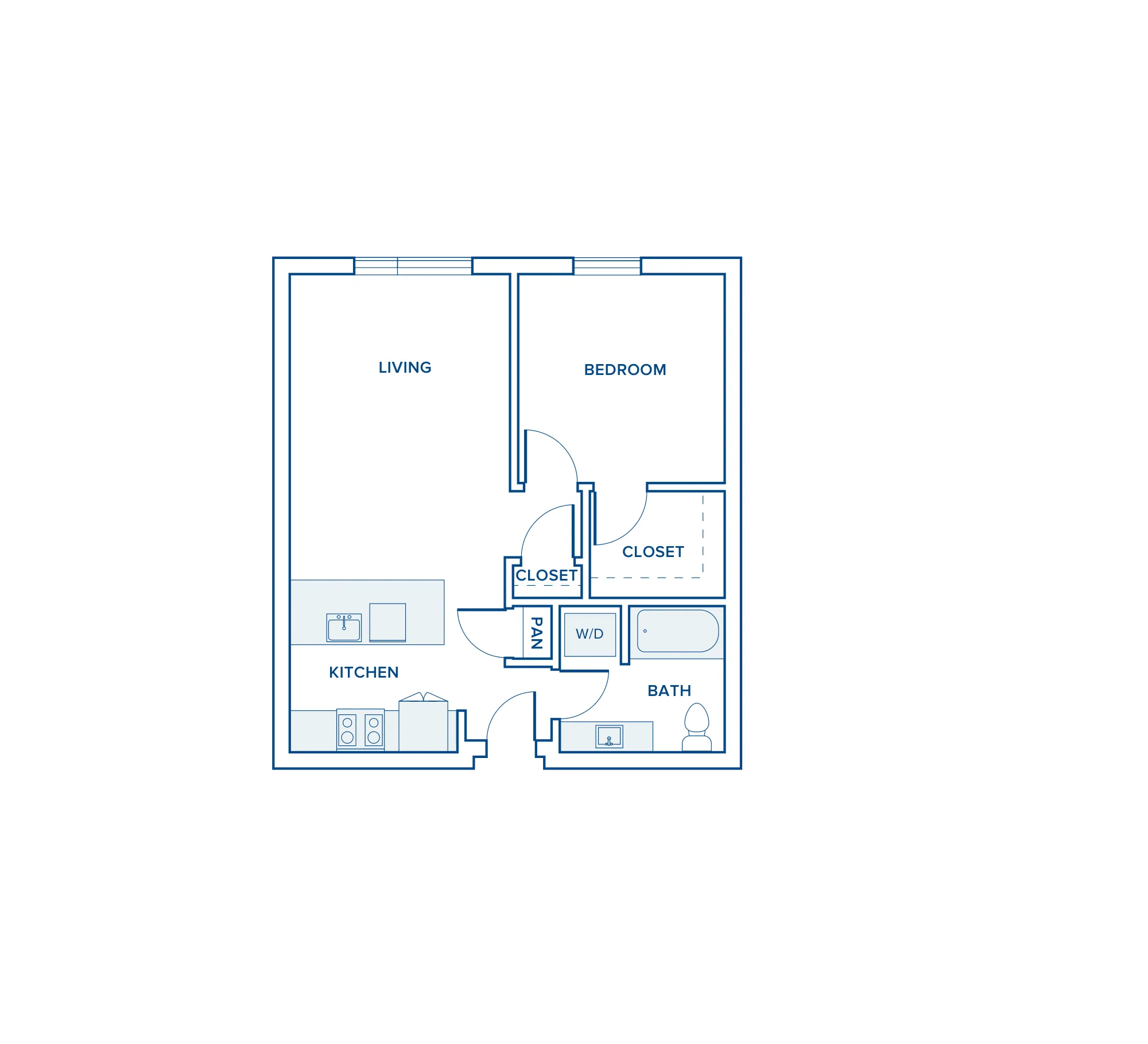 738 square foot one bed one bath floor plan in Shoreline, WA