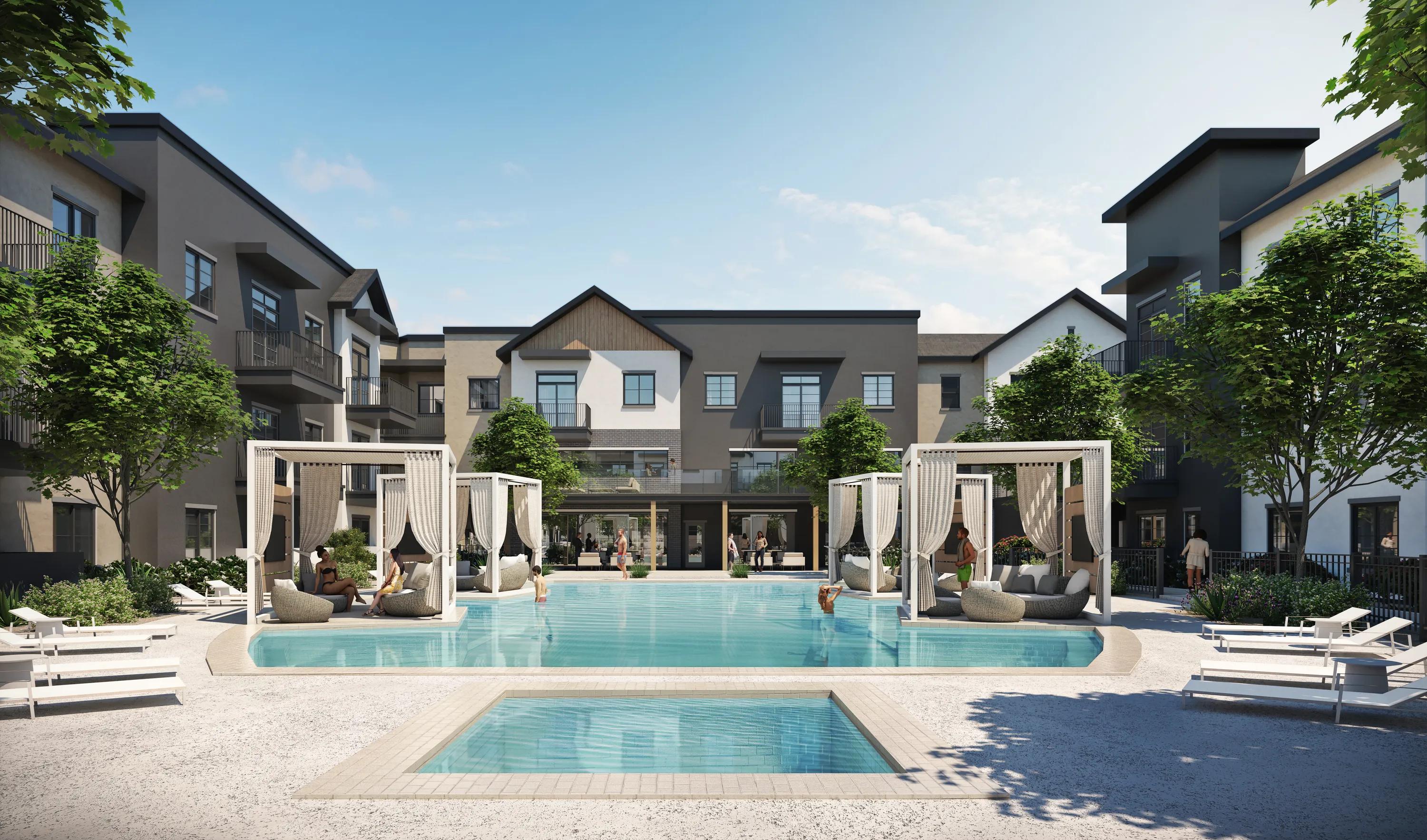 resort style pool rendering modera chandler apartments in az