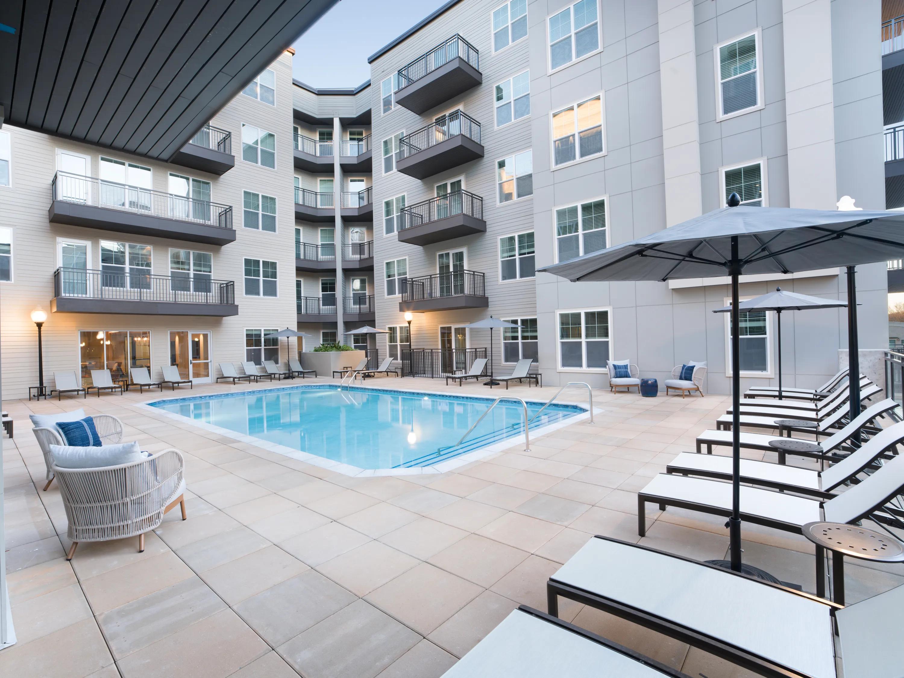 resort style pool modera liberty row charlotte nc apartments