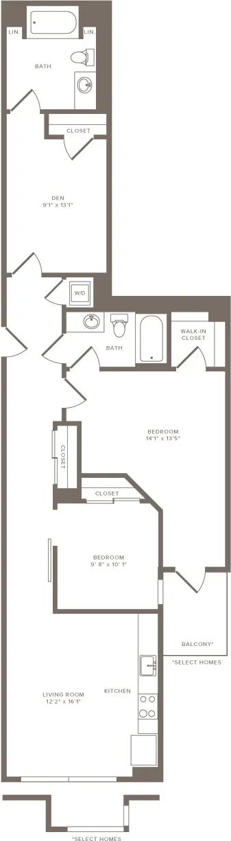 2 Beds |  2 Baths |  "apartment"