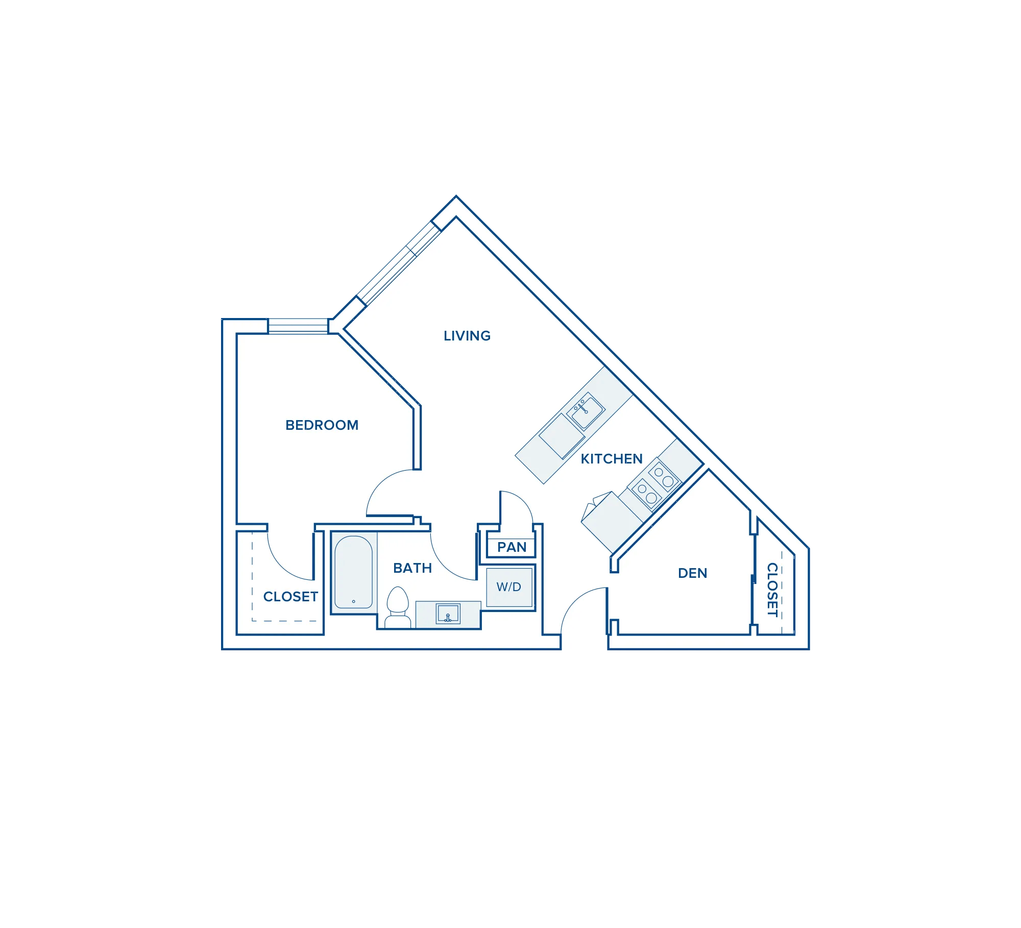 764 square foot one bed one bath floor plan in Shoreline, WA