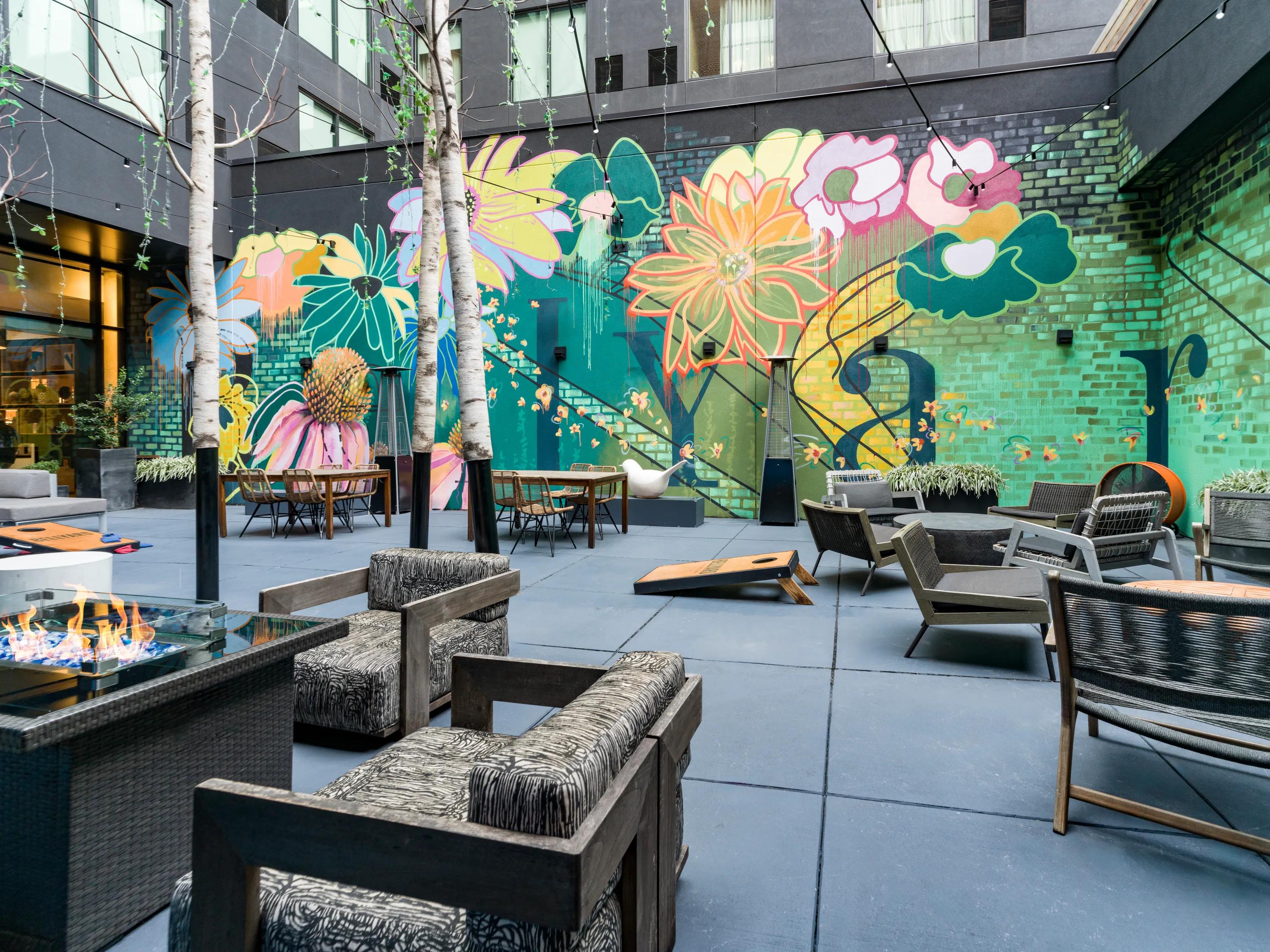 Echo Street West outdoor lounge neighborhood near modera west wash trail apartments in atlanta ga