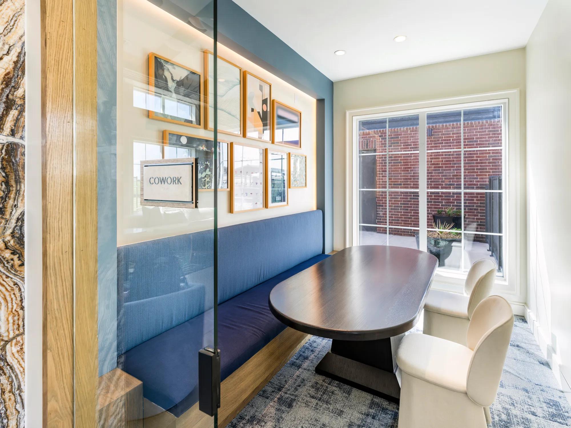 coworking office conference room with large window modera mckinney ridge apartment homes for rent in tx