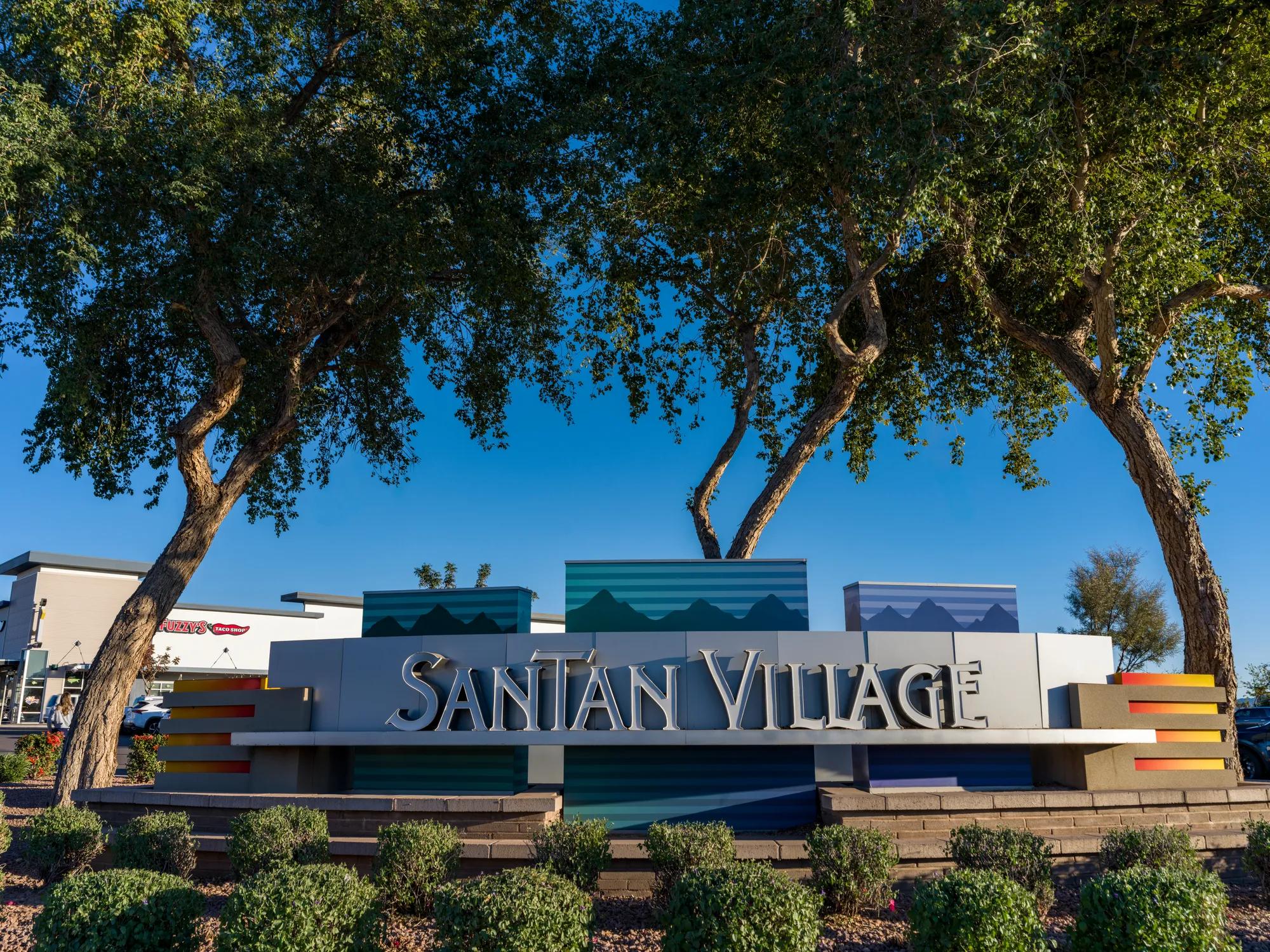 santan village entrance and sign at modera higley commons apartment homes for rent in gilbert az