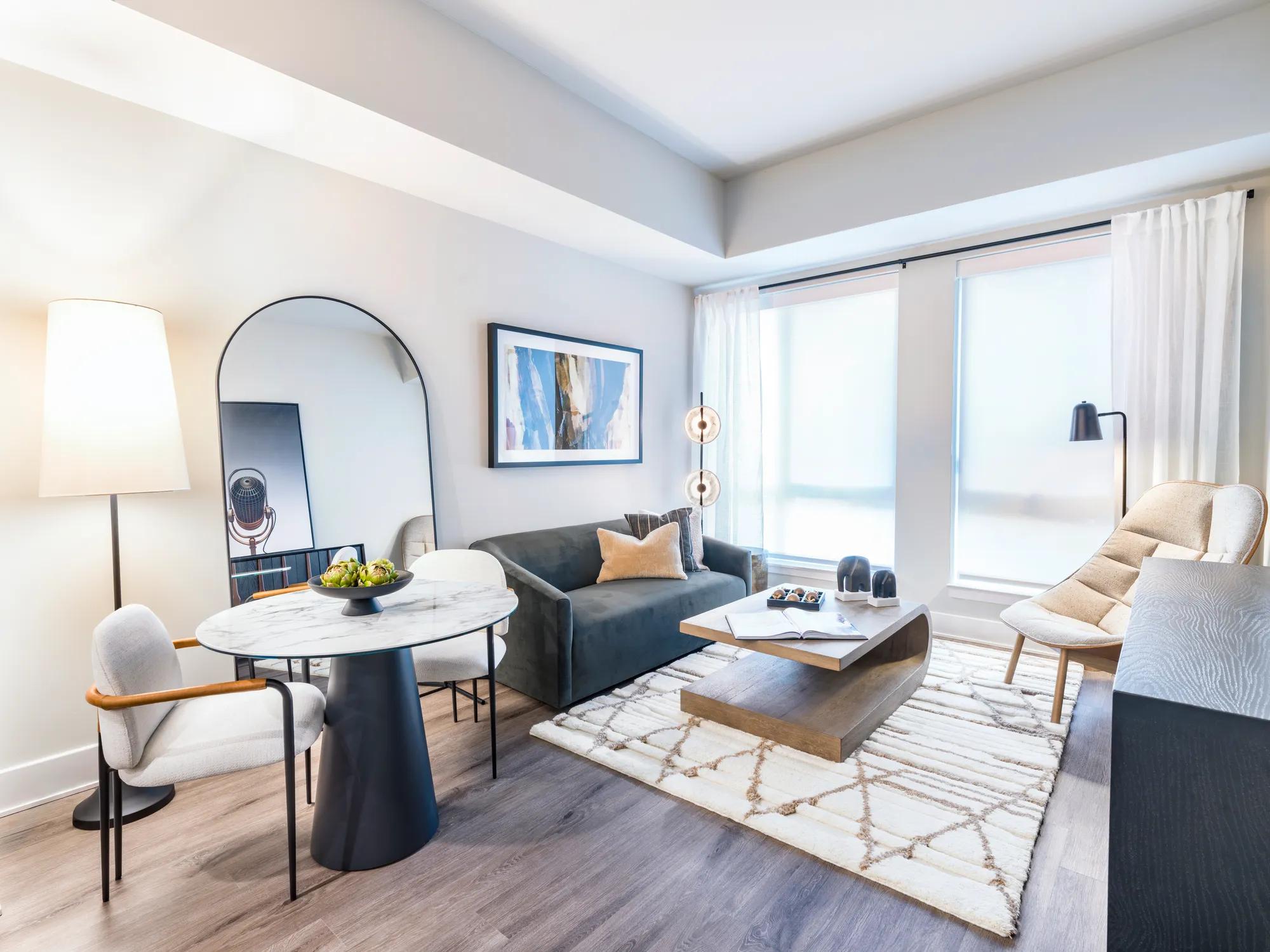 open floor plan living room modera h street apartments washington dc