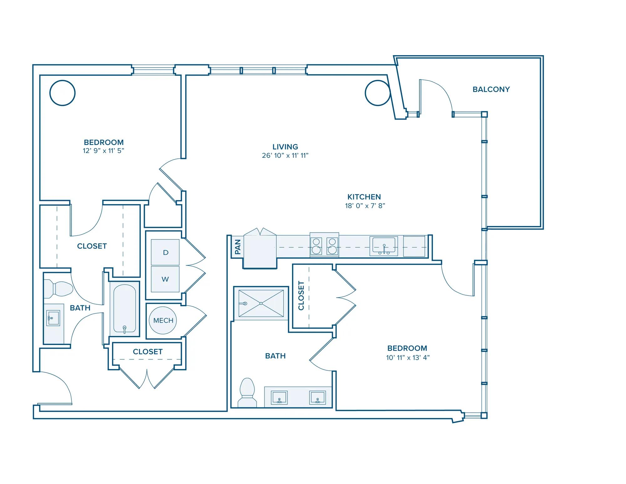 B07: Spacious 2 Bed 2 Bath in Nashville | 1259 sq ft