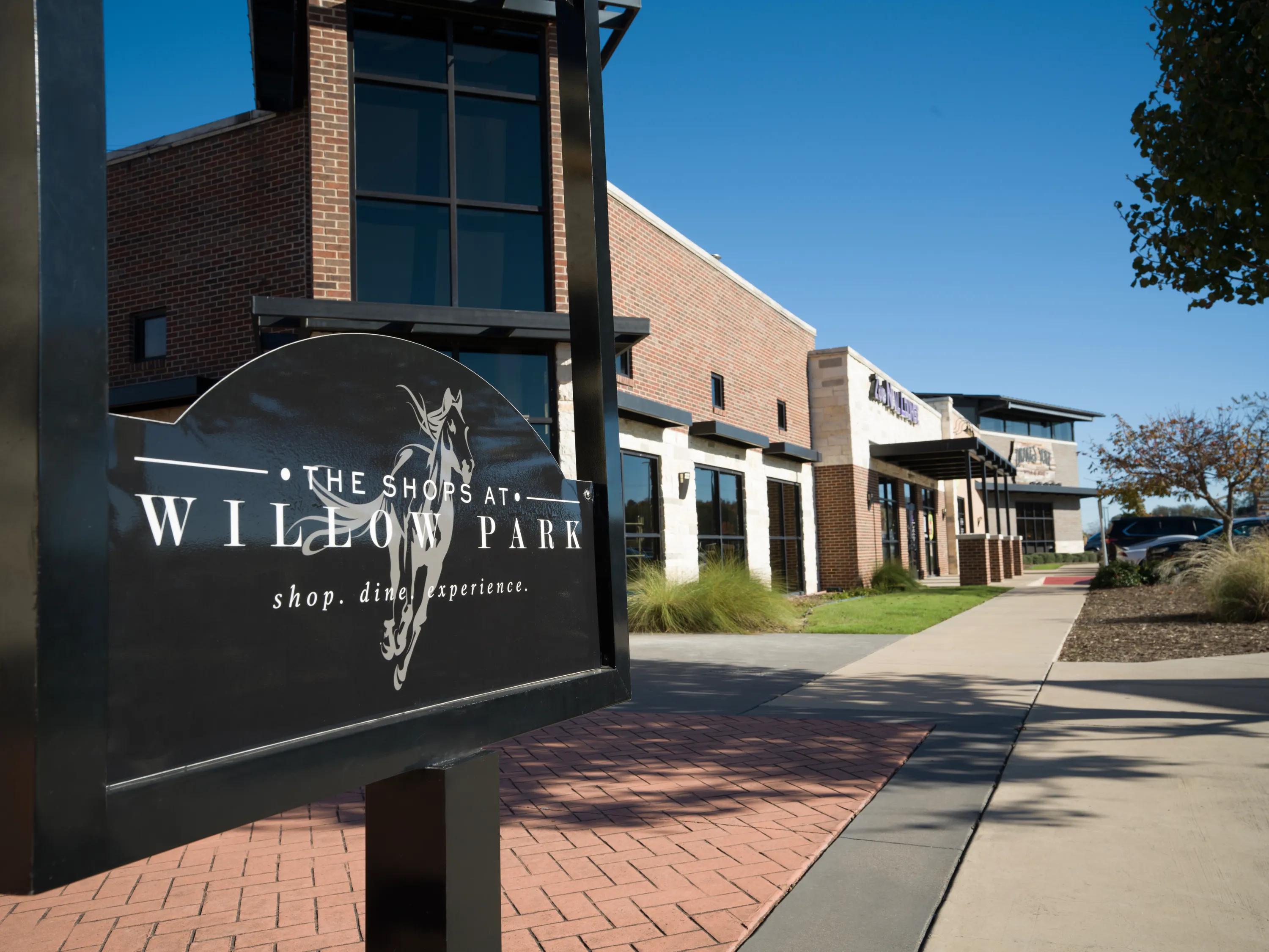 the shops at willow park signage nearby Modera Walgh Heights apartments in aledo tx