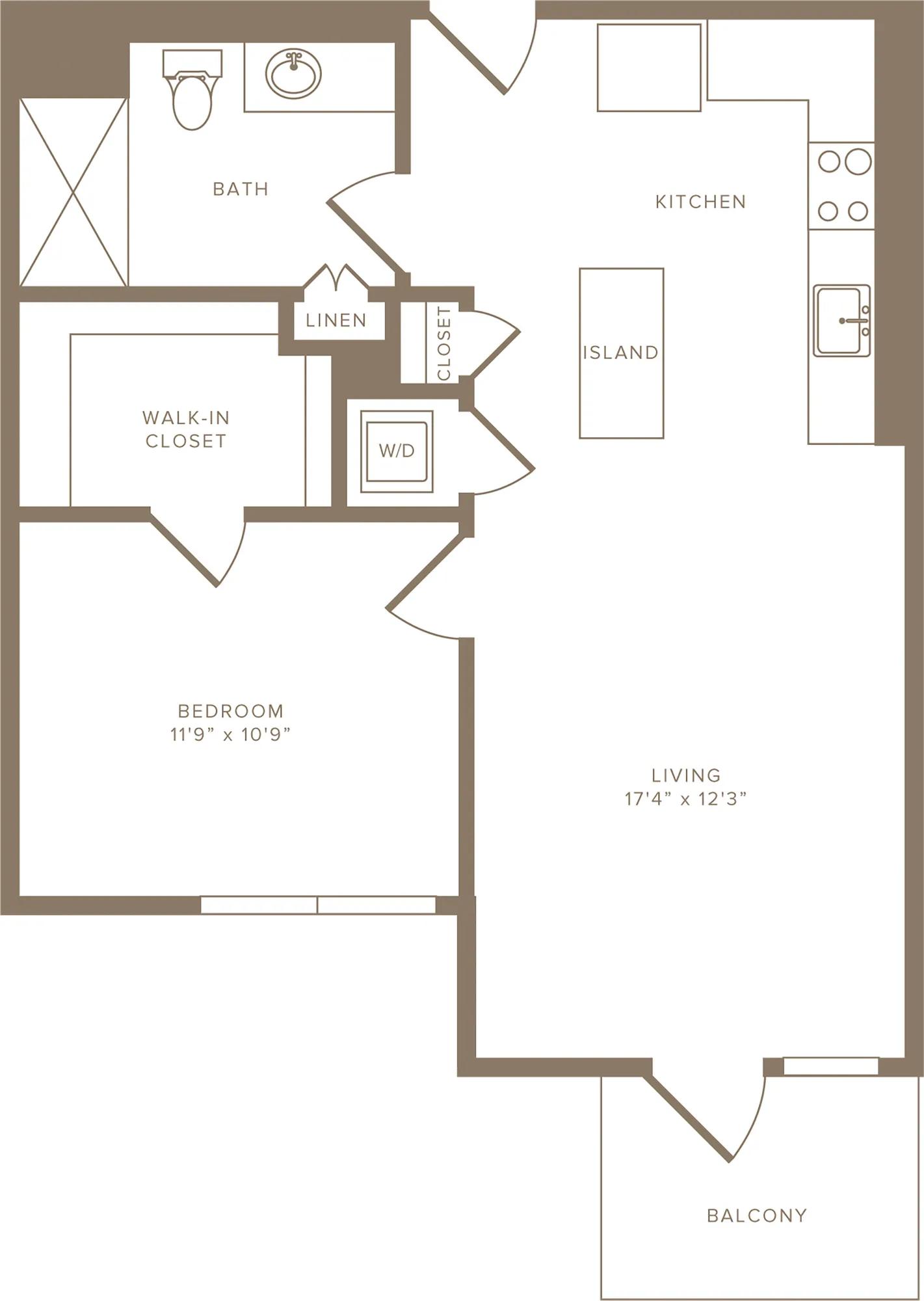 700 square foot one bedroom one bath floor plan image