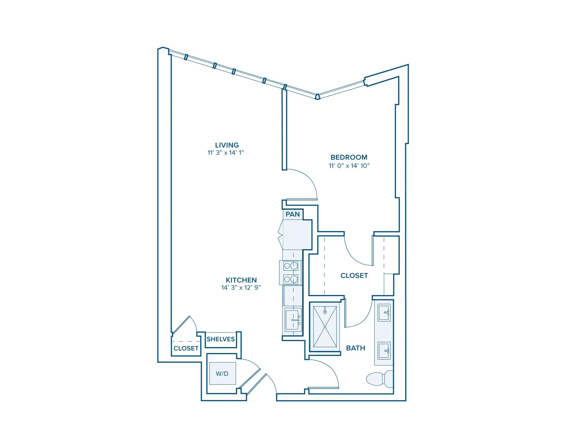 A09: Spacious 1 Bed 1 Bath in Nashville | 785 sq ft