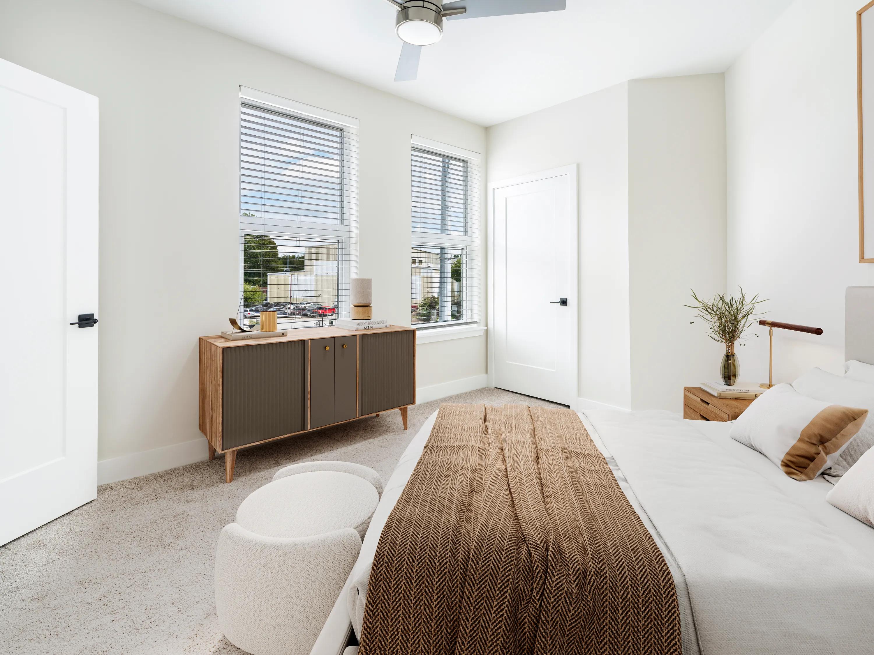 Spacious bedrooms with large closets modera westside trail apartments in atlanta georgia