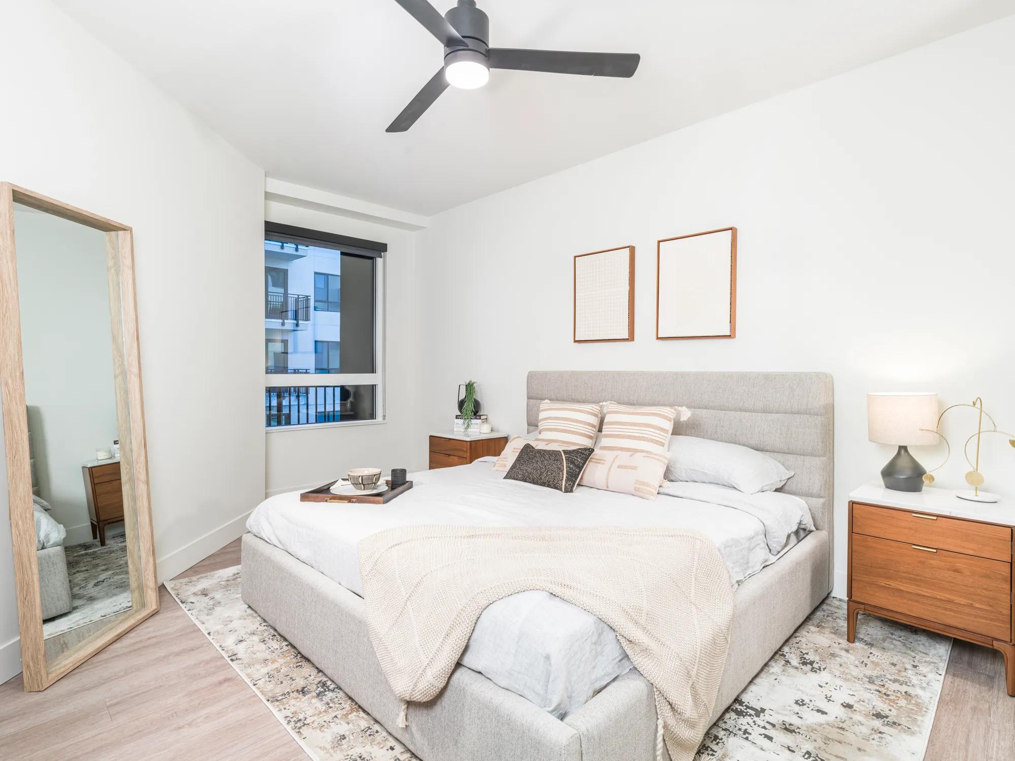 Spacious bedroom with oversized windows for plenty of natural light