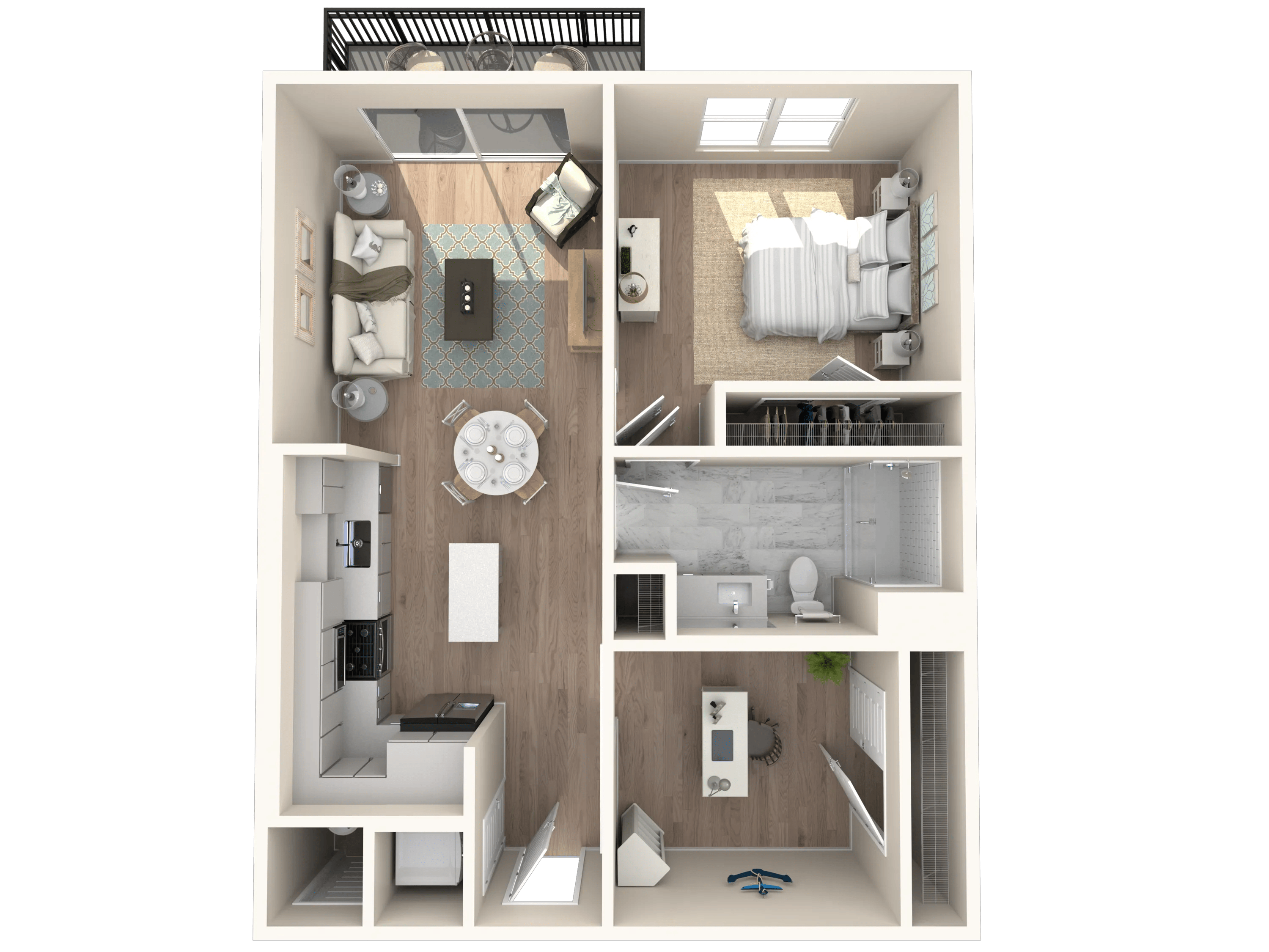 787 square foot one bedroom one bath apartment floor plan in Tampa, FL