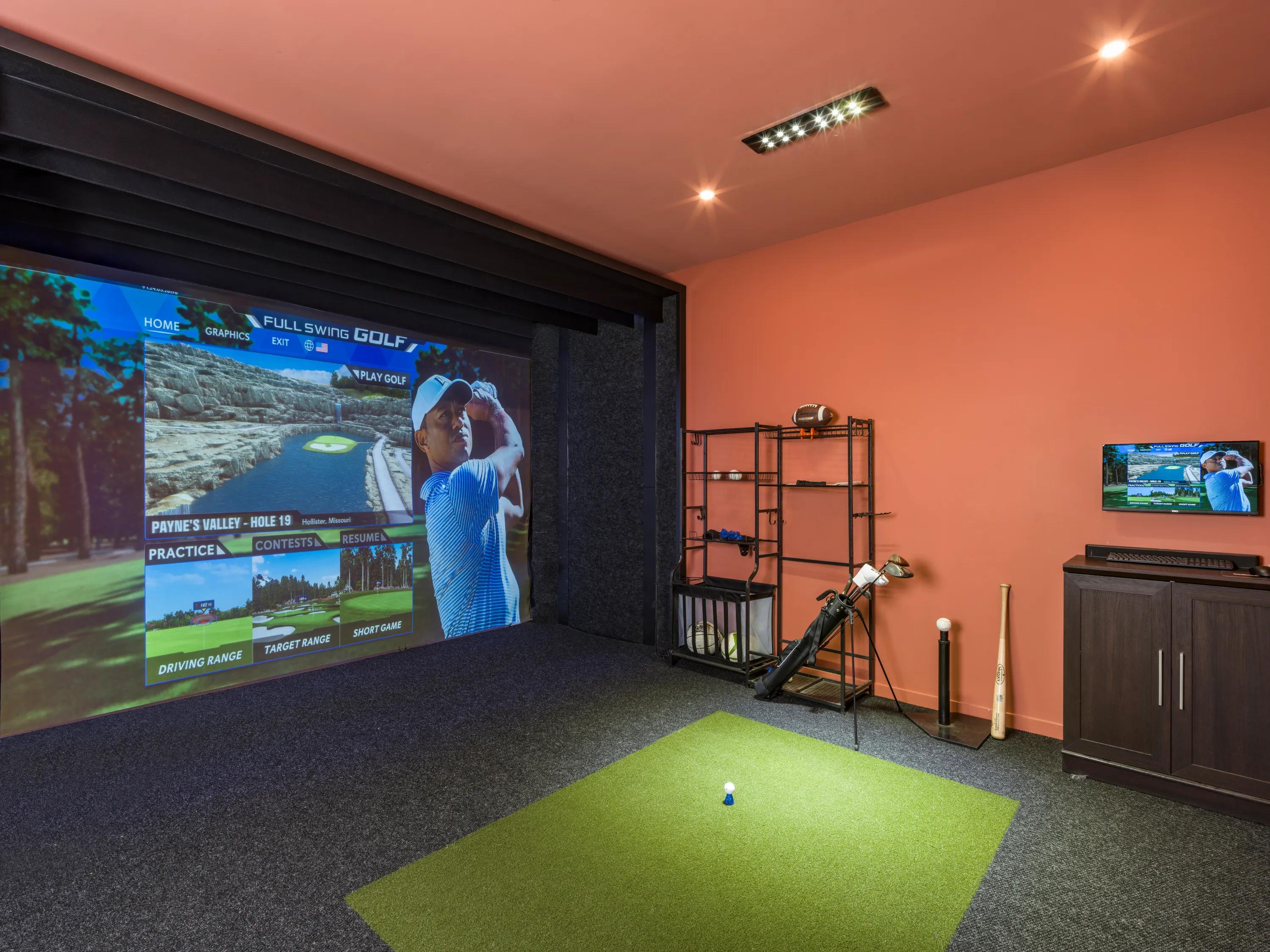 game room and golf simulator modera st. petersburg apartments for rent