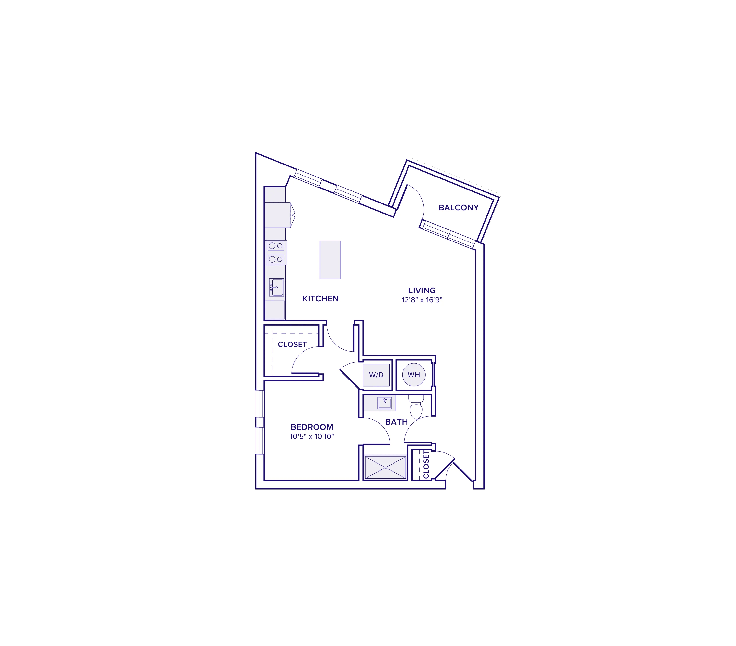 760 square foot one bed one bath floor plan in Atlanta, GA