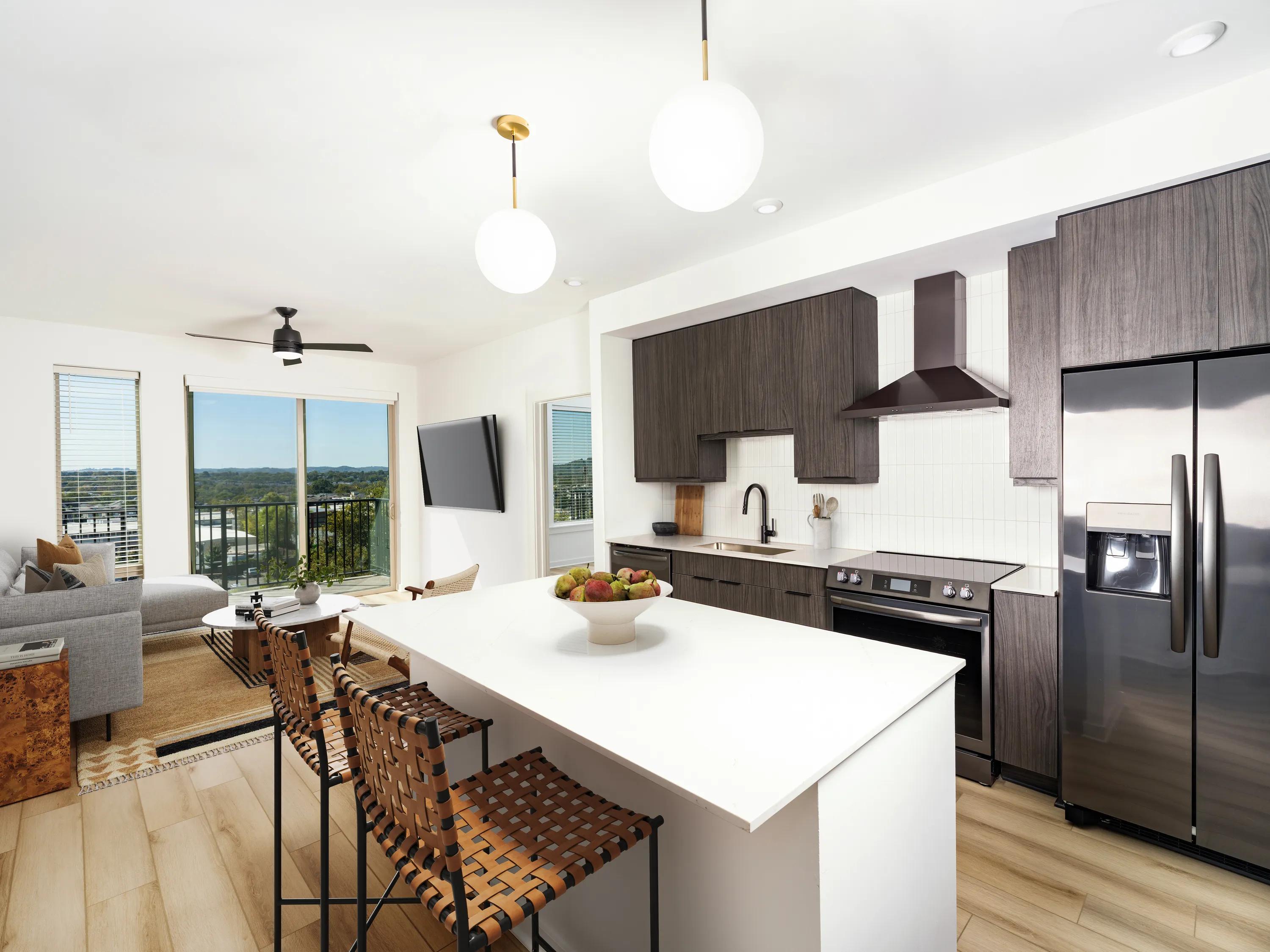 kitchen with light cabinetry modera nations nashville tn apartments for rent