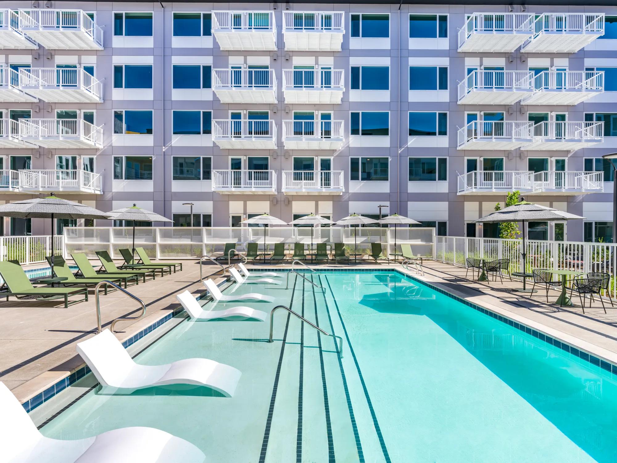 pool deck at modera raleigh hills apartment homes for rent in beaverton or