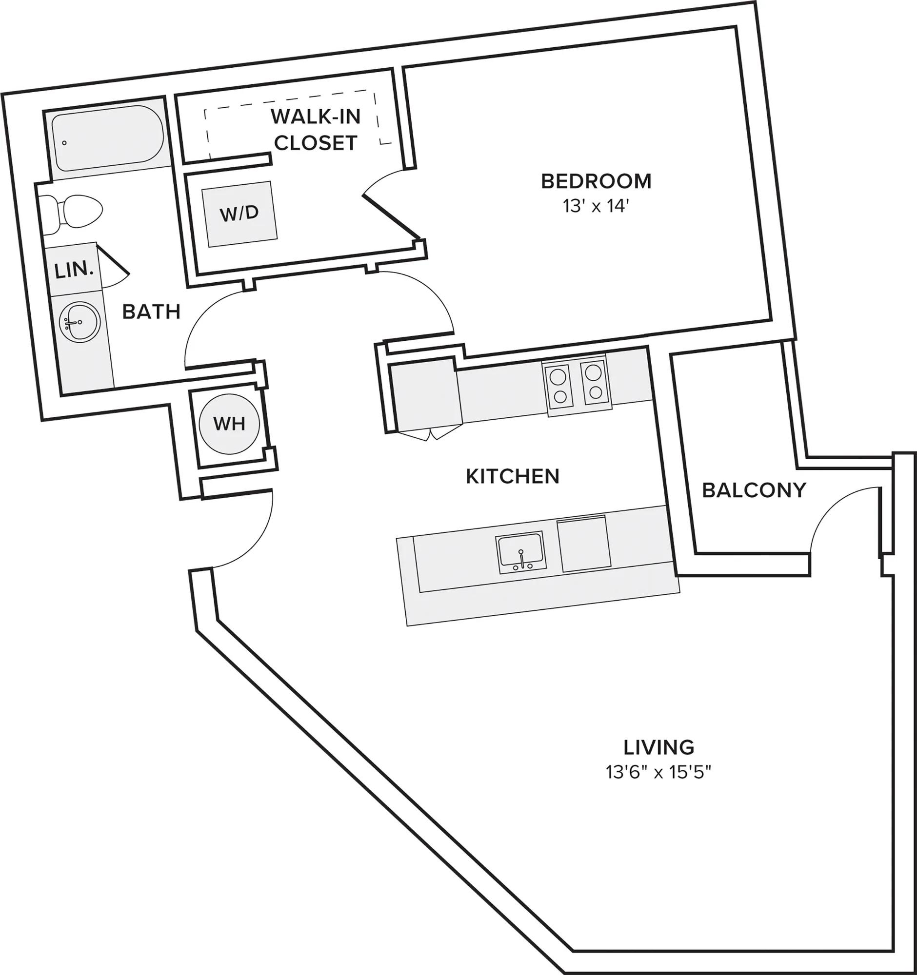 892 square foot one bedroom one bath floor plan image