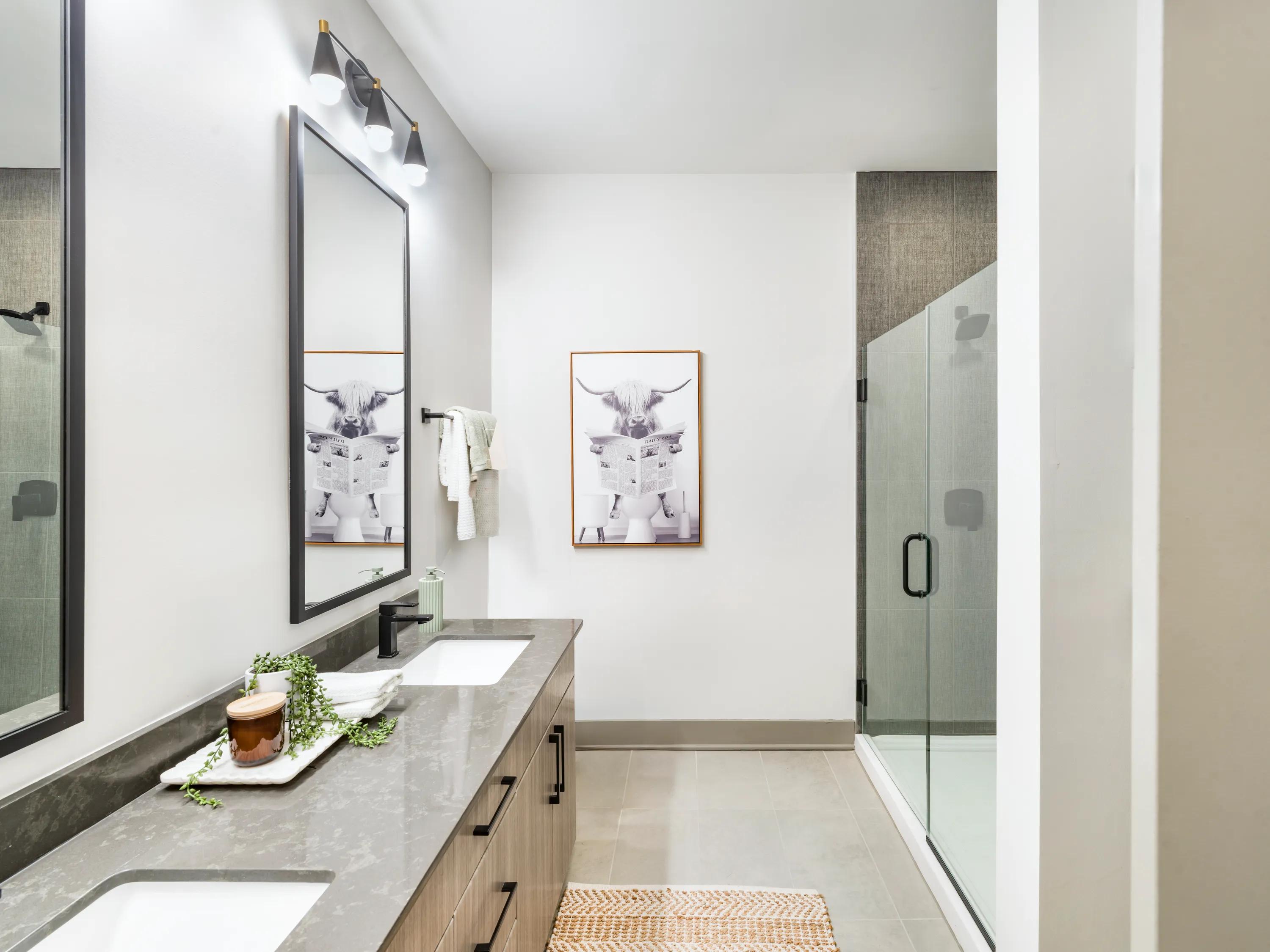 bathroom with premium finishes and double vanity modera riverview apartment homes for rent in tn