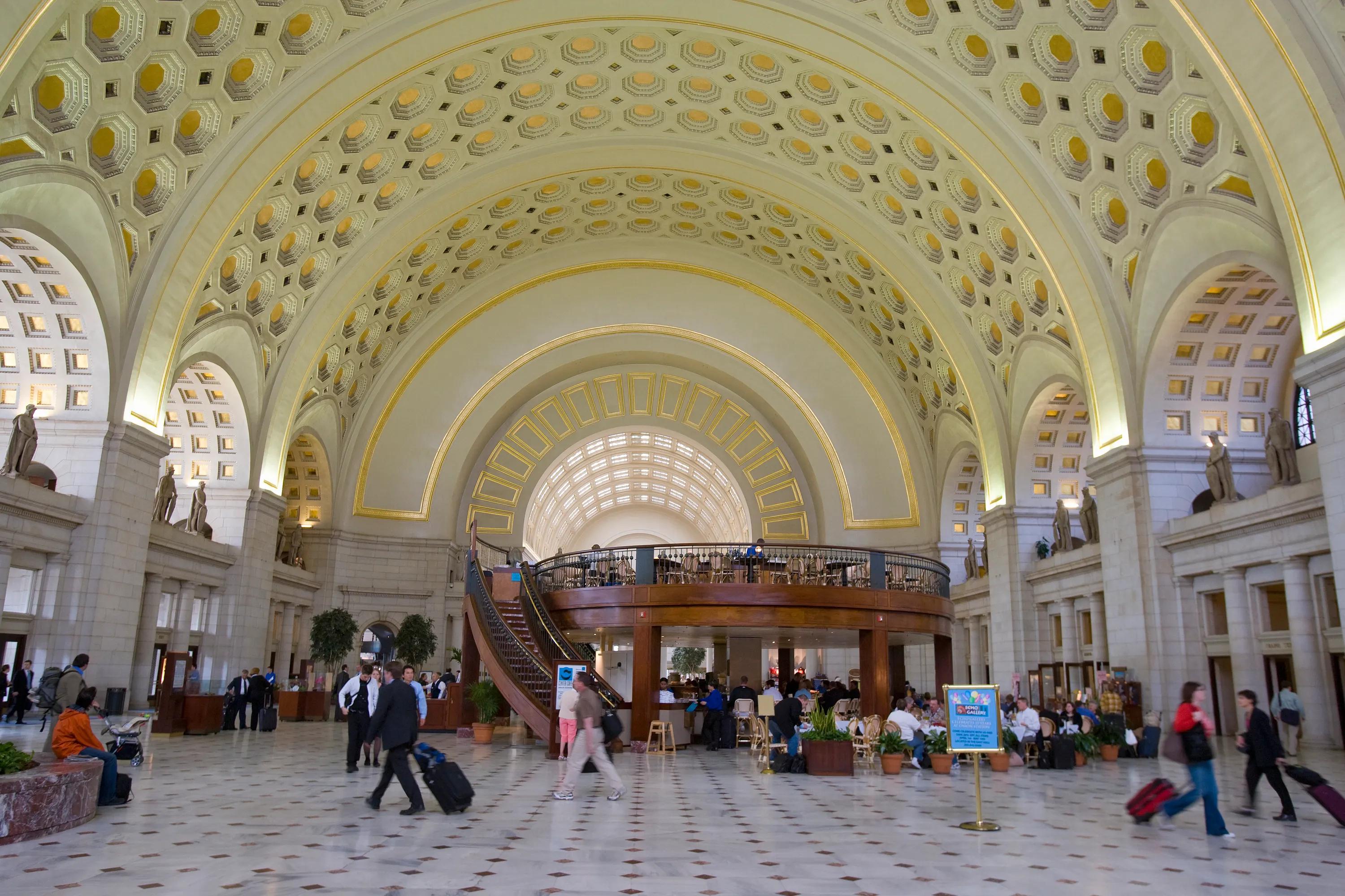 union station with people walking across hall modera h street apartment homes for rent