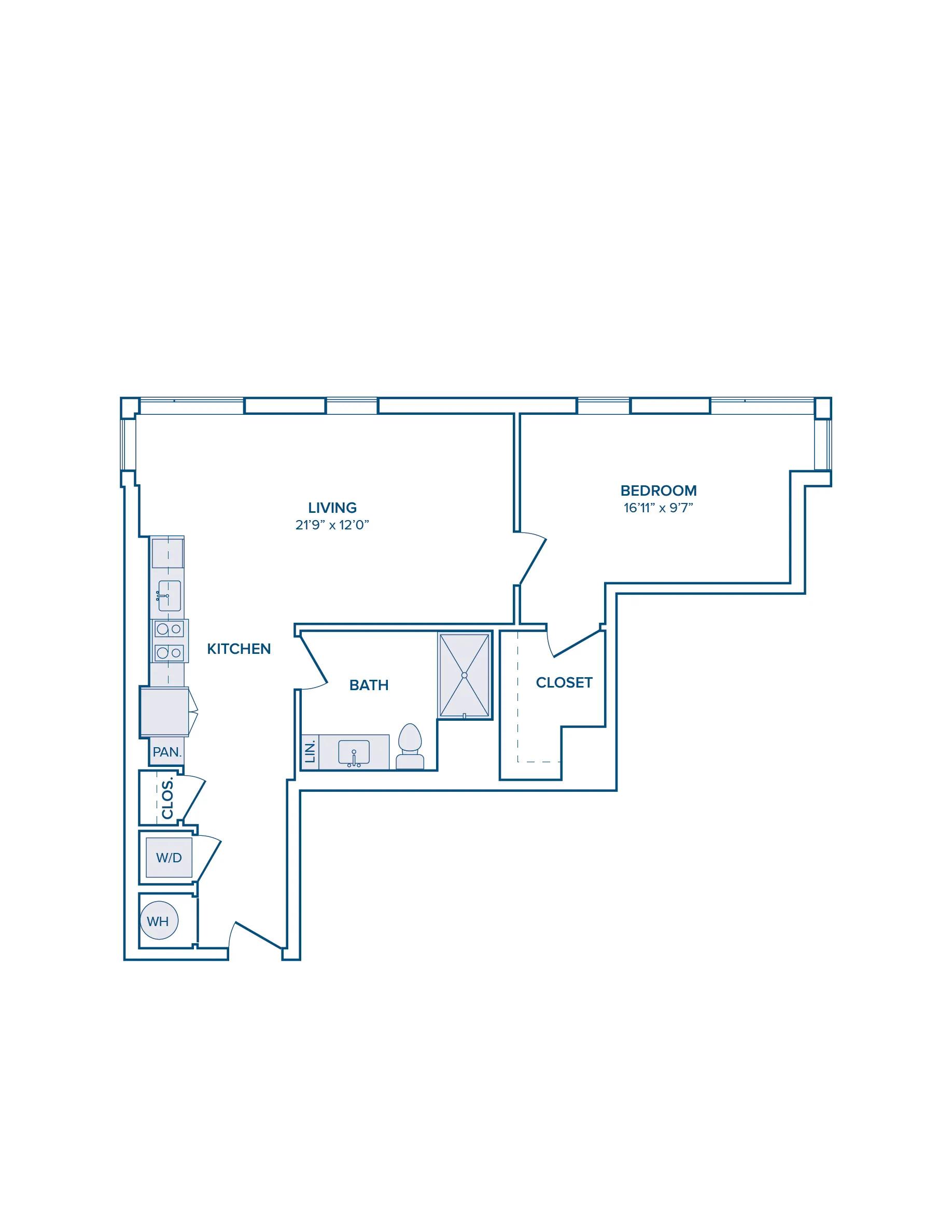 846 square foot one bed one bath floor plan image
