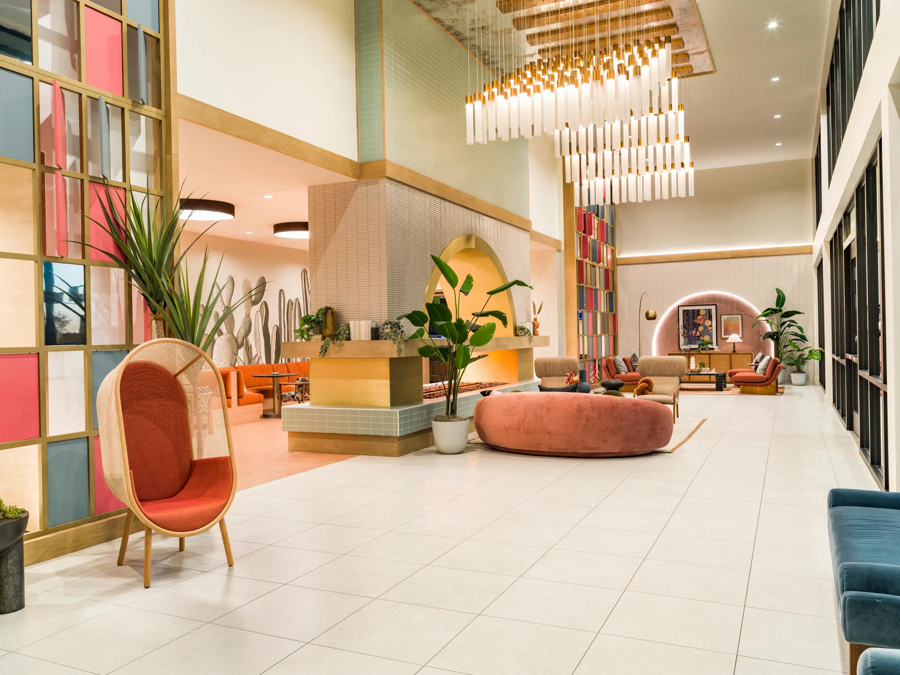 Grand lobby with soaring ceilings modera rio salado apartments for rent in tempe az