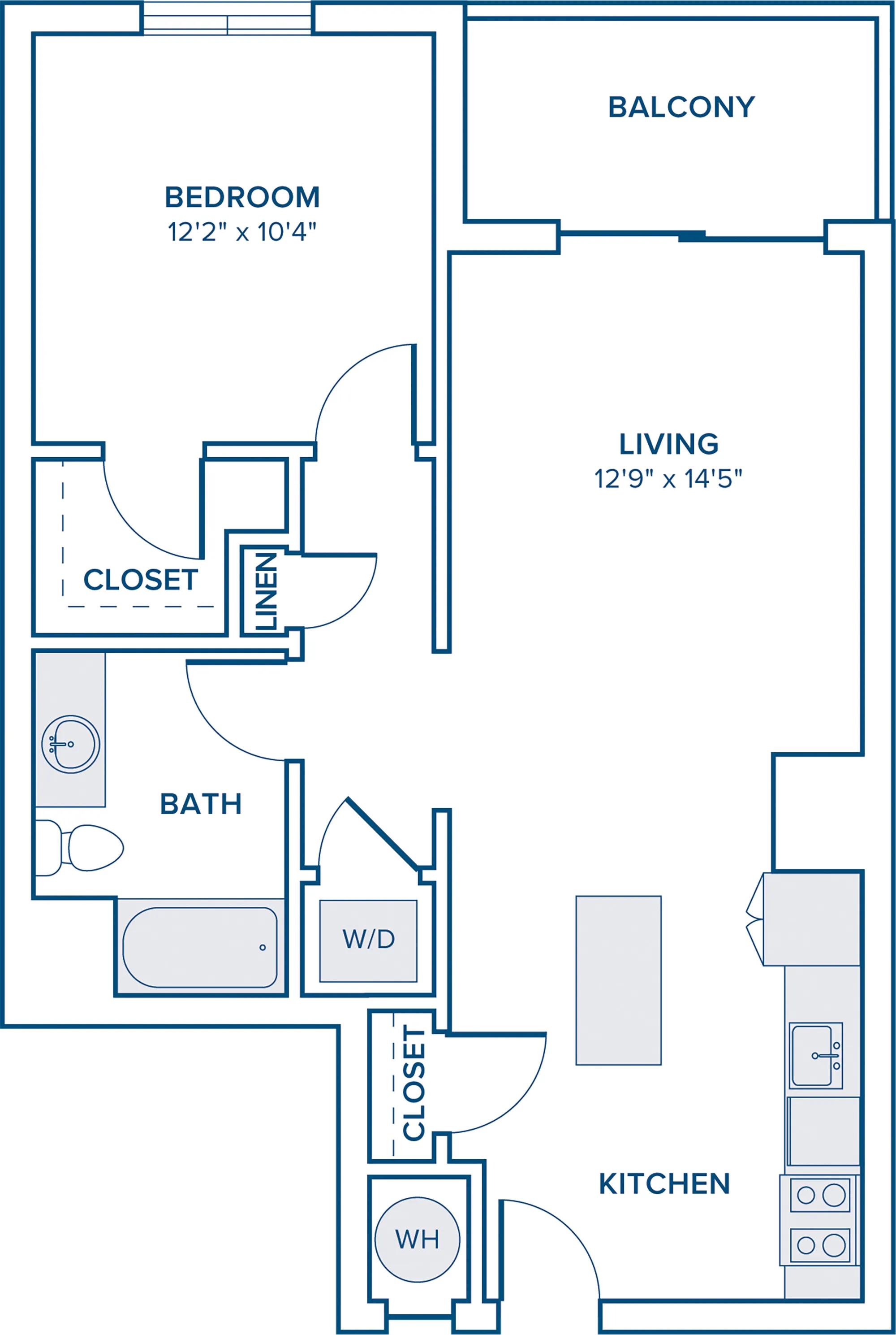 792 square foot one bed one bath floor plan in Marshfield, MA