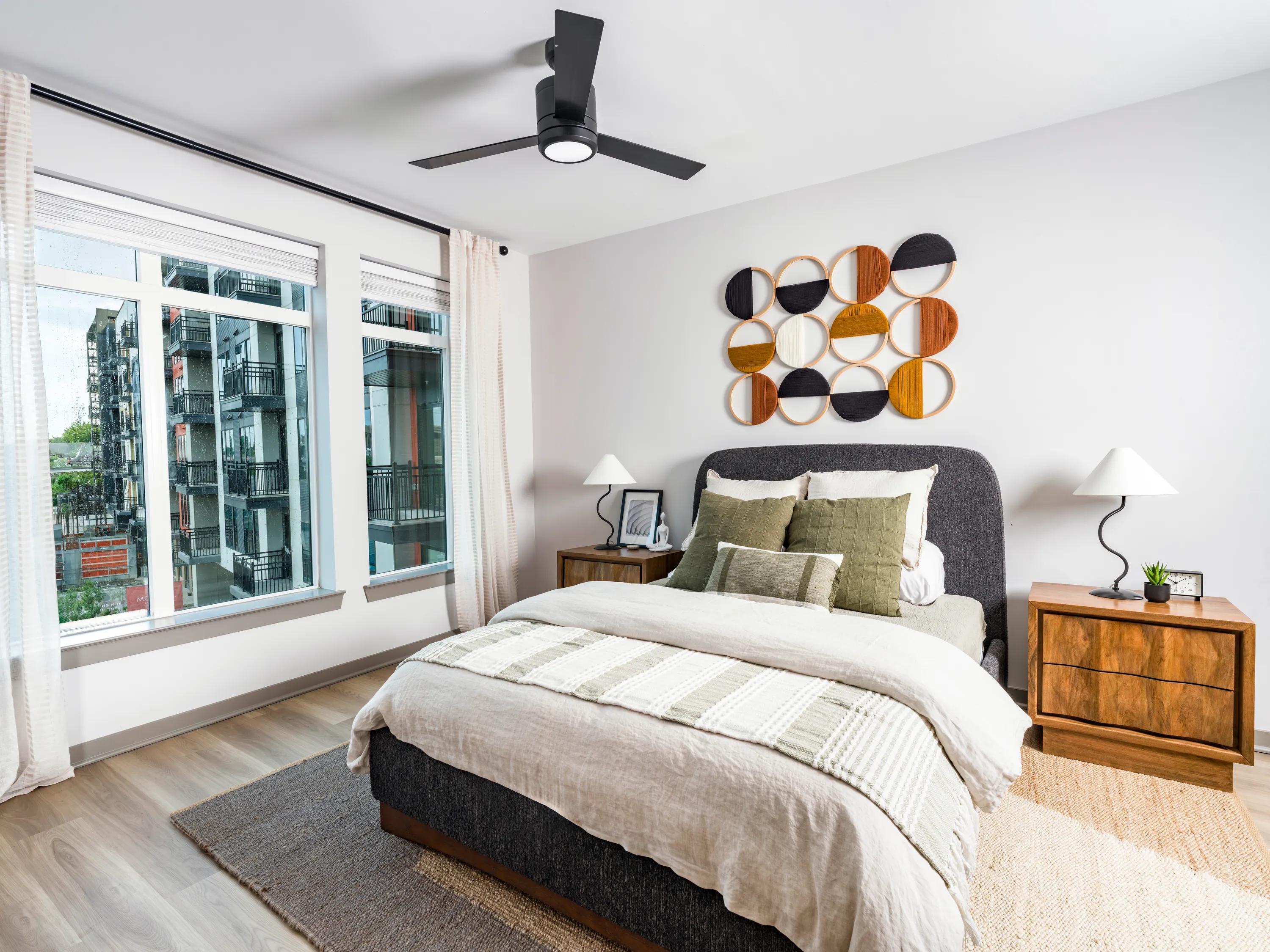 large bedroom with modern decor modera sobro apartment homes for rent in nashville tn