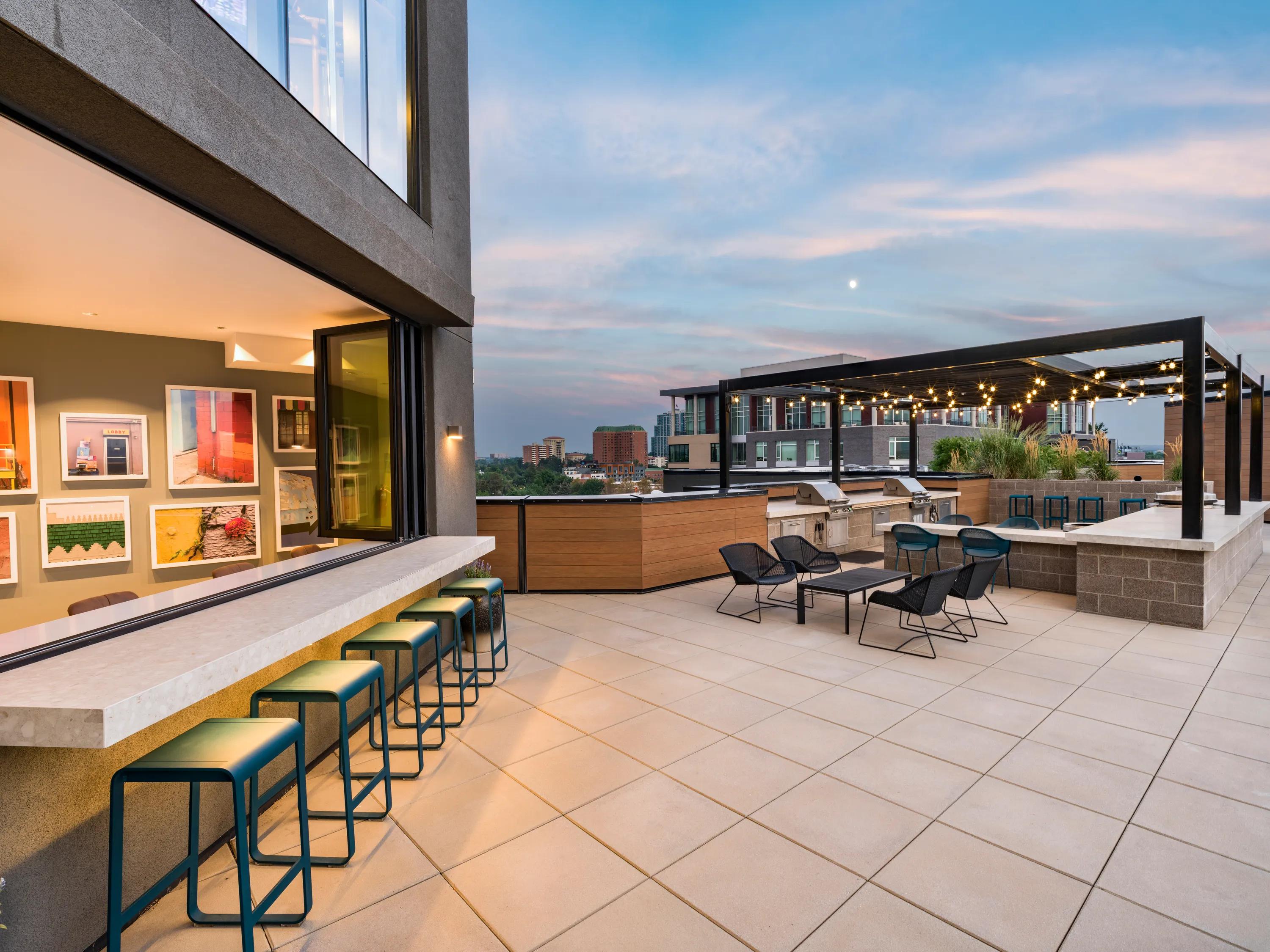 rooftop bar seating modera west wash apartments for rent denver co
