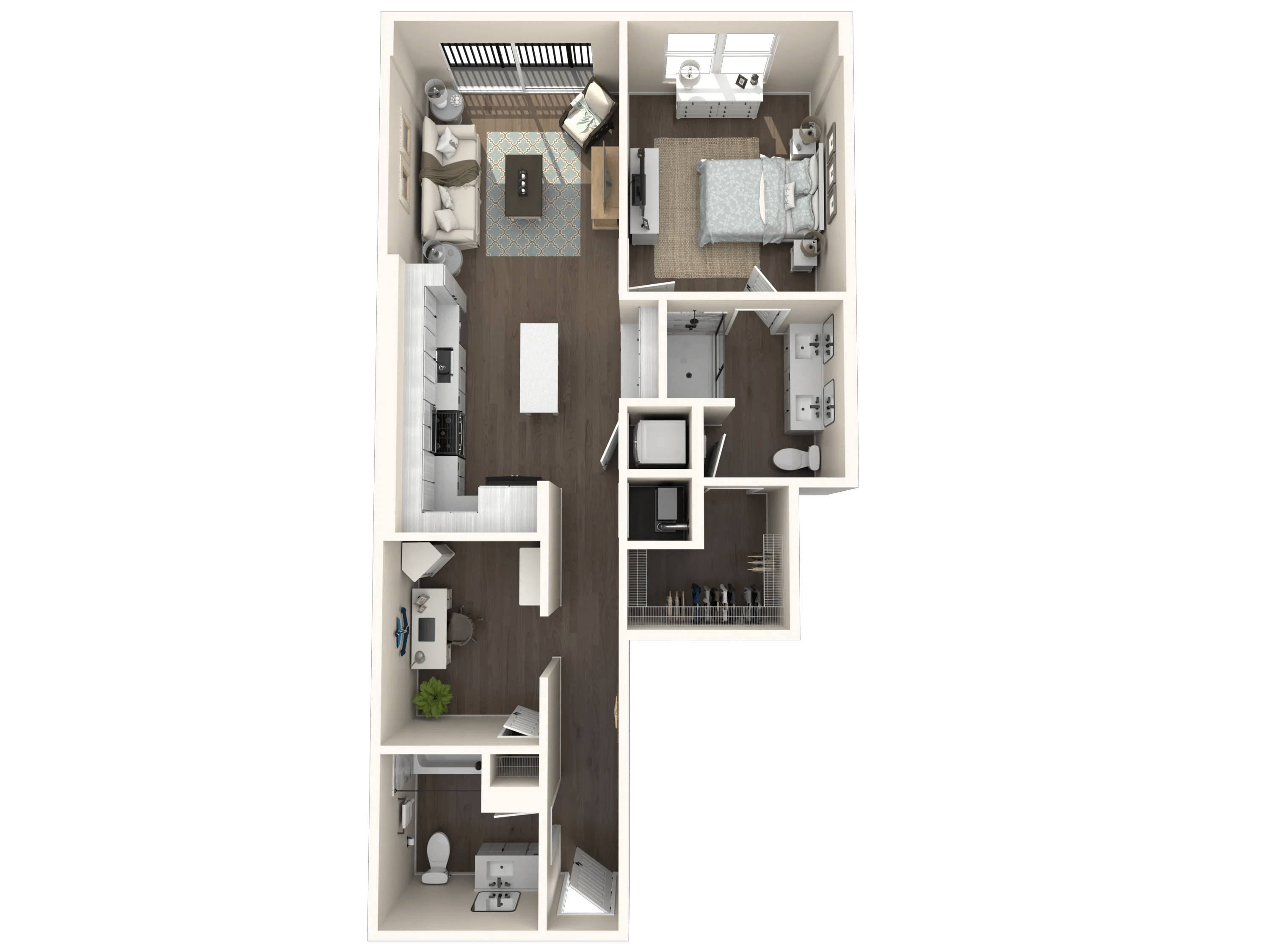 985 square foot one bedroom one bath plus den apartment floor plan image