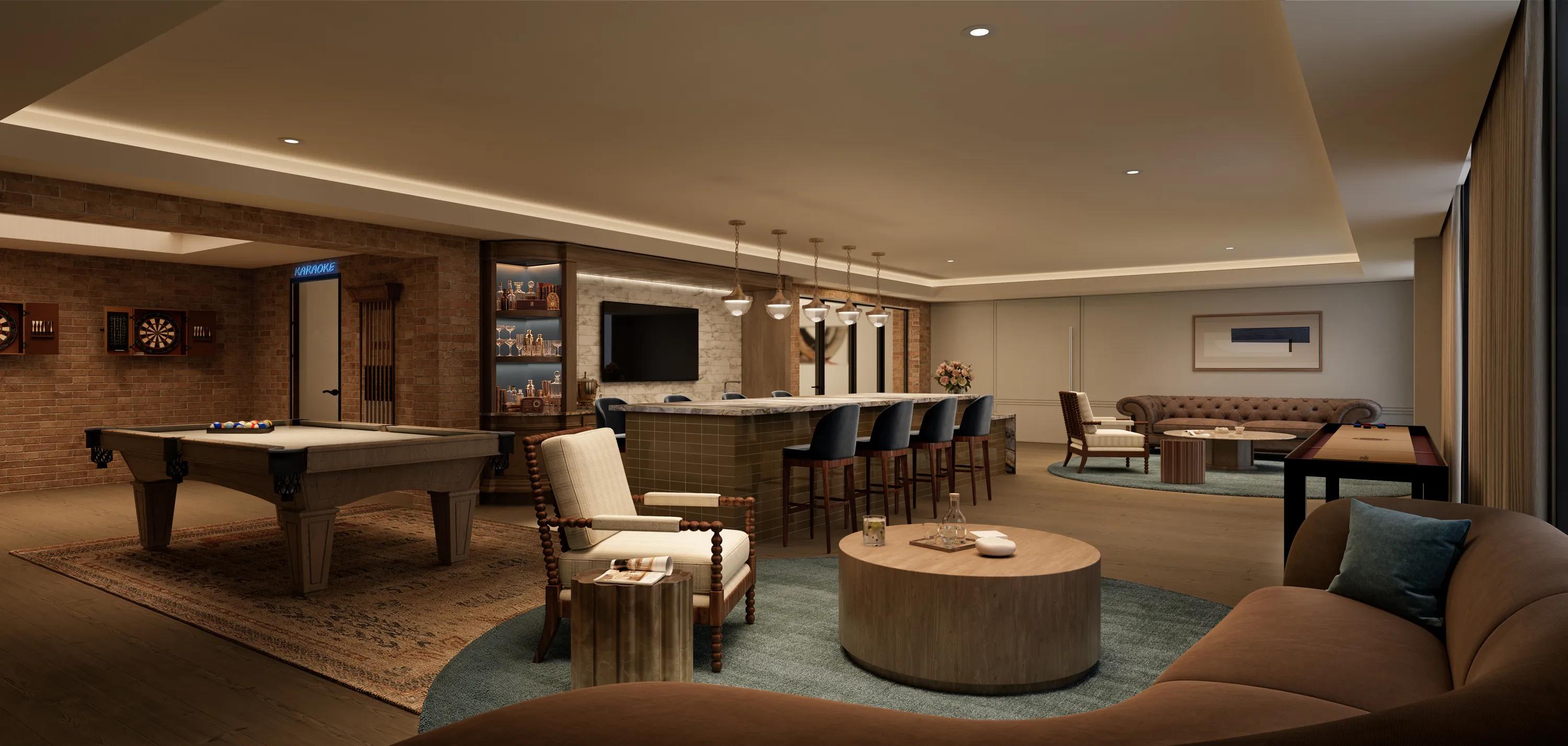 speakeasy lounge at modera ridgeline apartments in mckinney tx