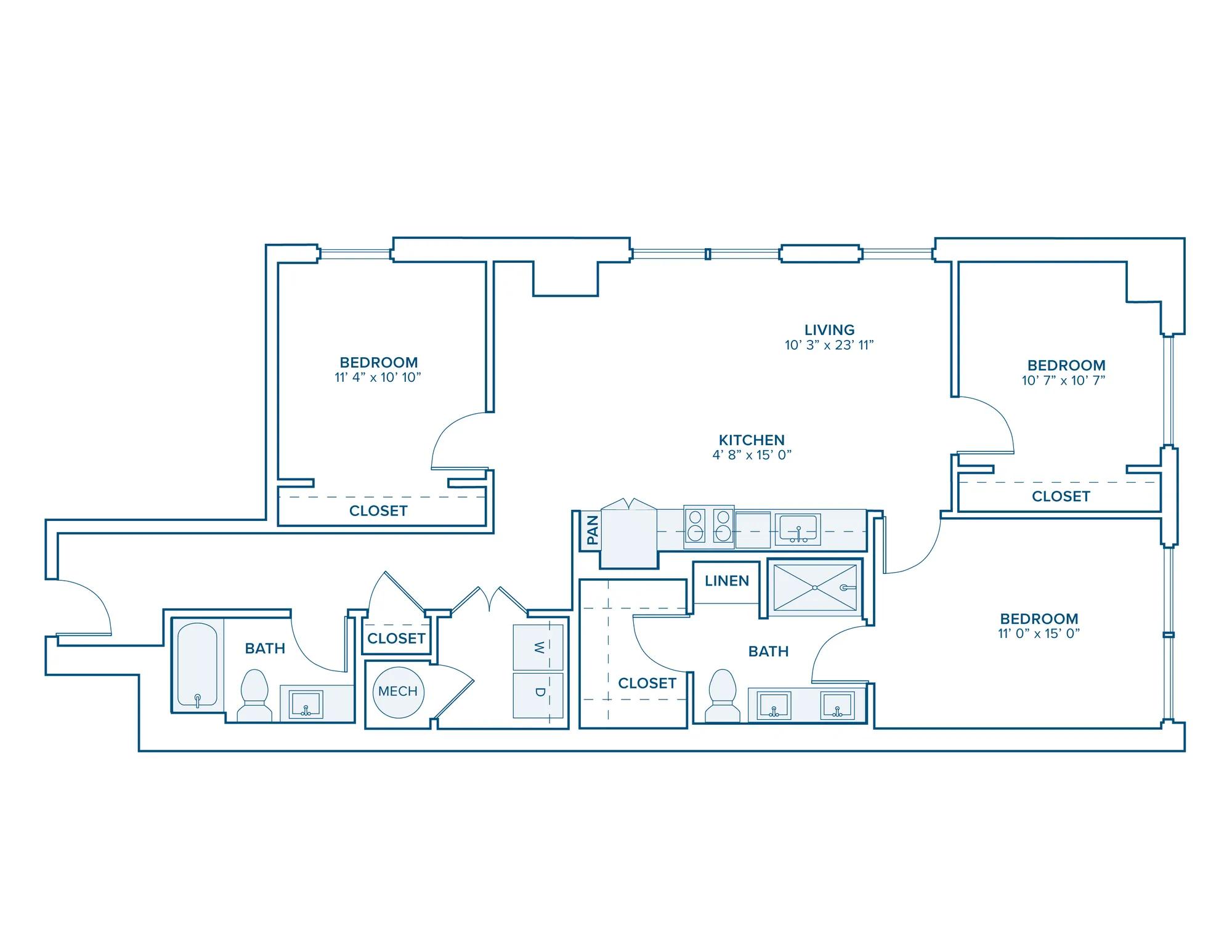 C01: 3 Bed 2 Bath in Nashville | 1348 sq ft