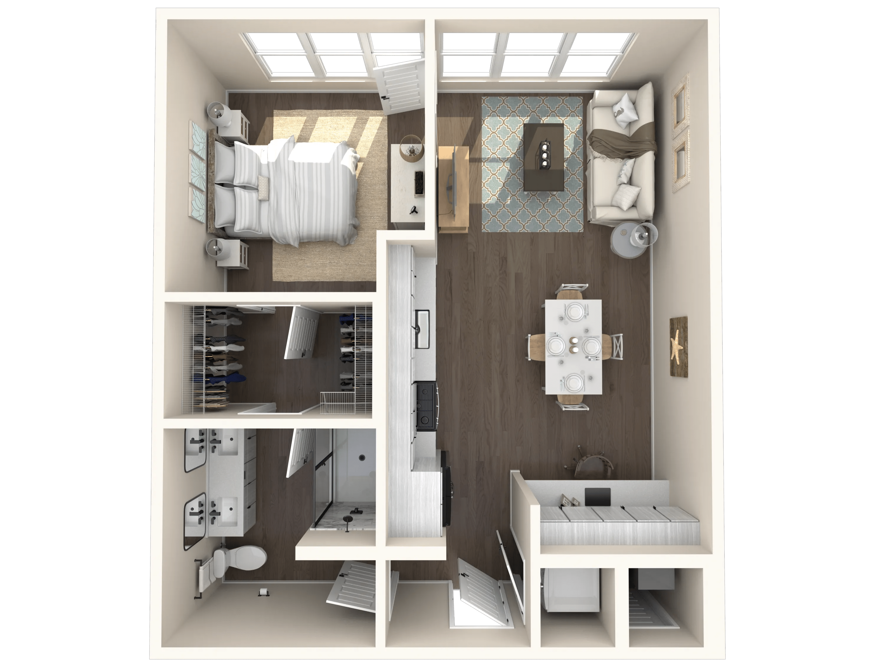 720 square foot one bedroom one bath apartment floor plan image