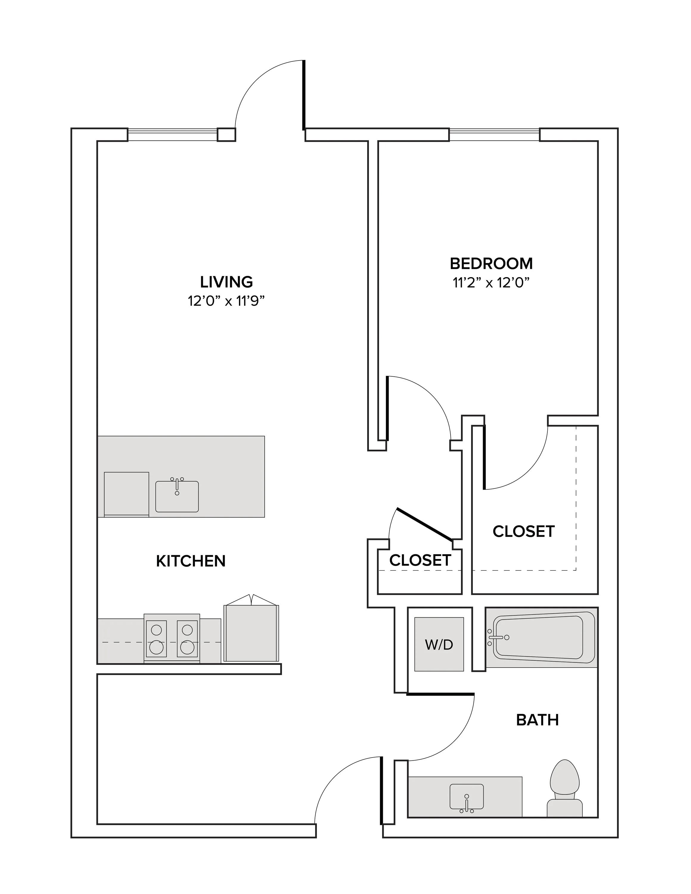 731 square foot one bedroom one bath with den apartment floor plan image