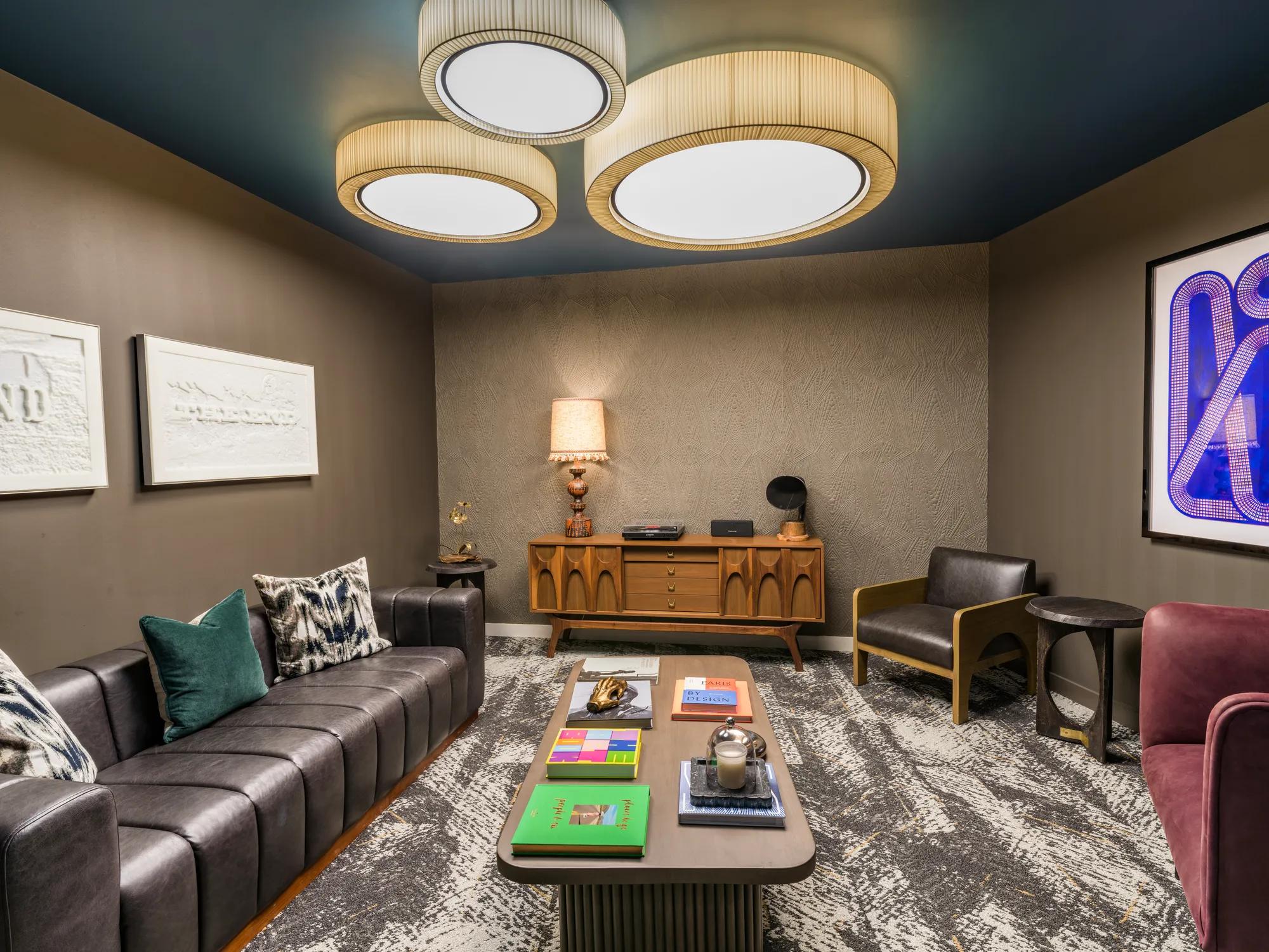 music listening room with record player