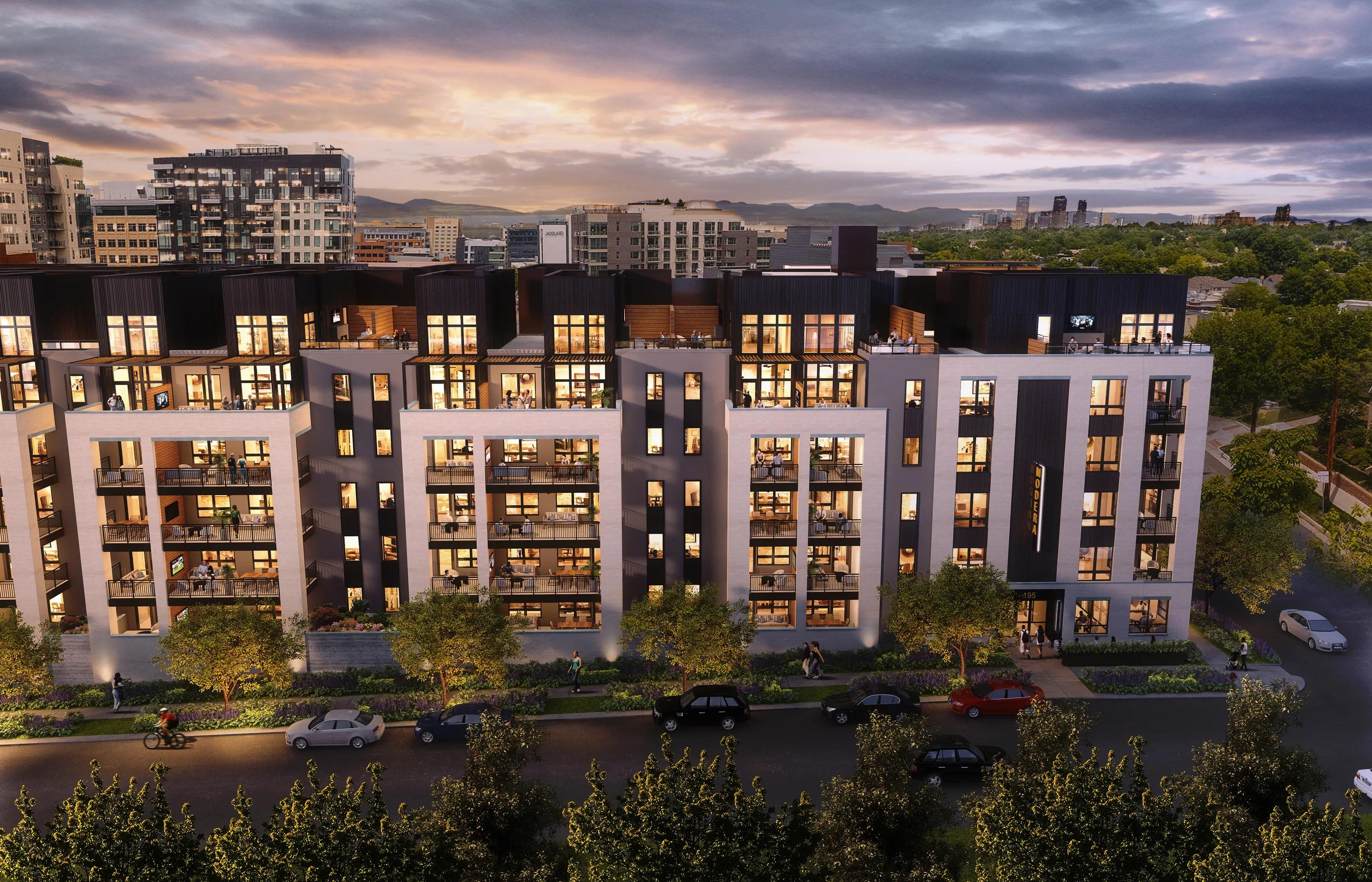 modera second avenue apartments in denver co aerial rendering